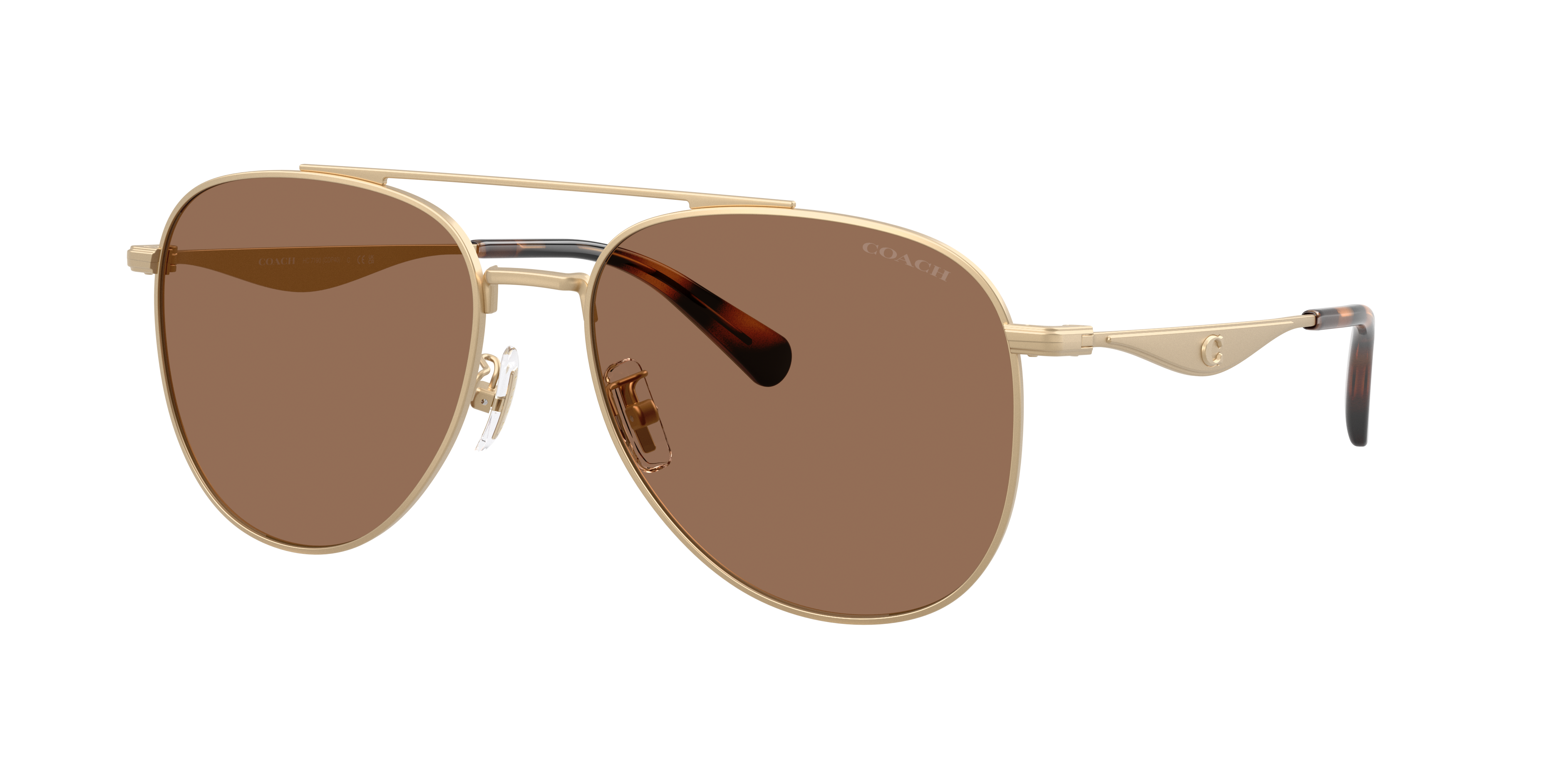 Coach Man Sunglass CDP40 -  Frame color: Satin Light Gold, Lens color: Brown Solid