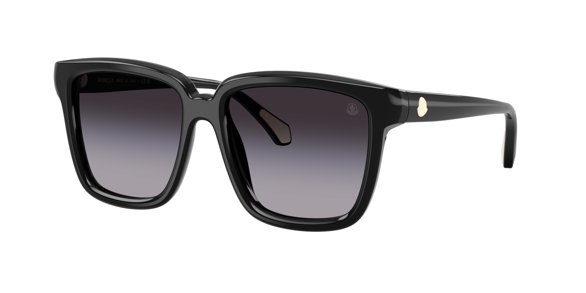 Moncler Unisex Sunglass Clasico -  Frame color: Shiny Black, Lens color: Gradient Grey