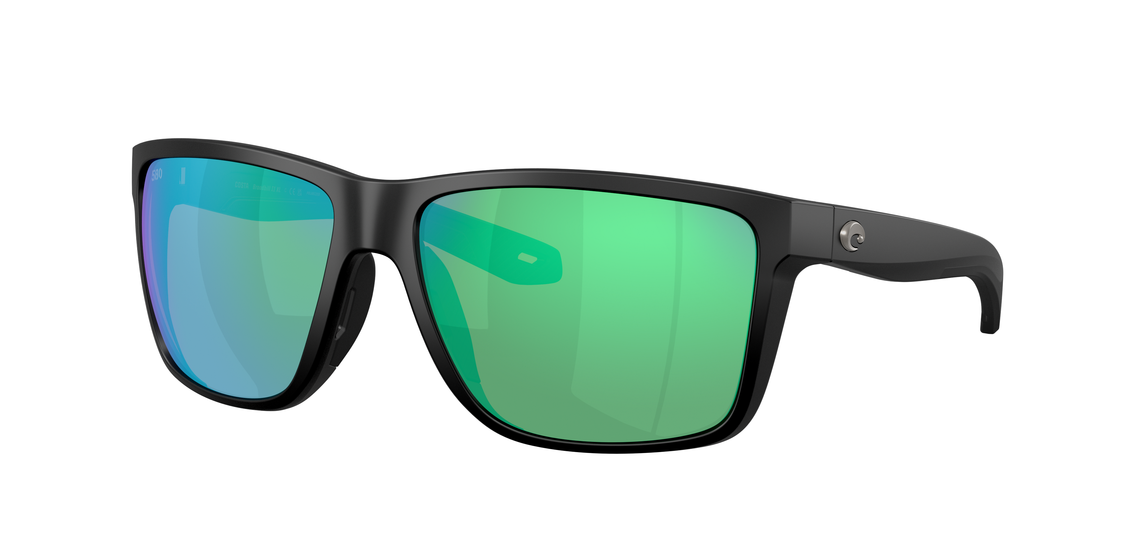 Costa Man Sunglass Broadbill II XL -  Frame color: Matte Black, Lens color: Green Mirror