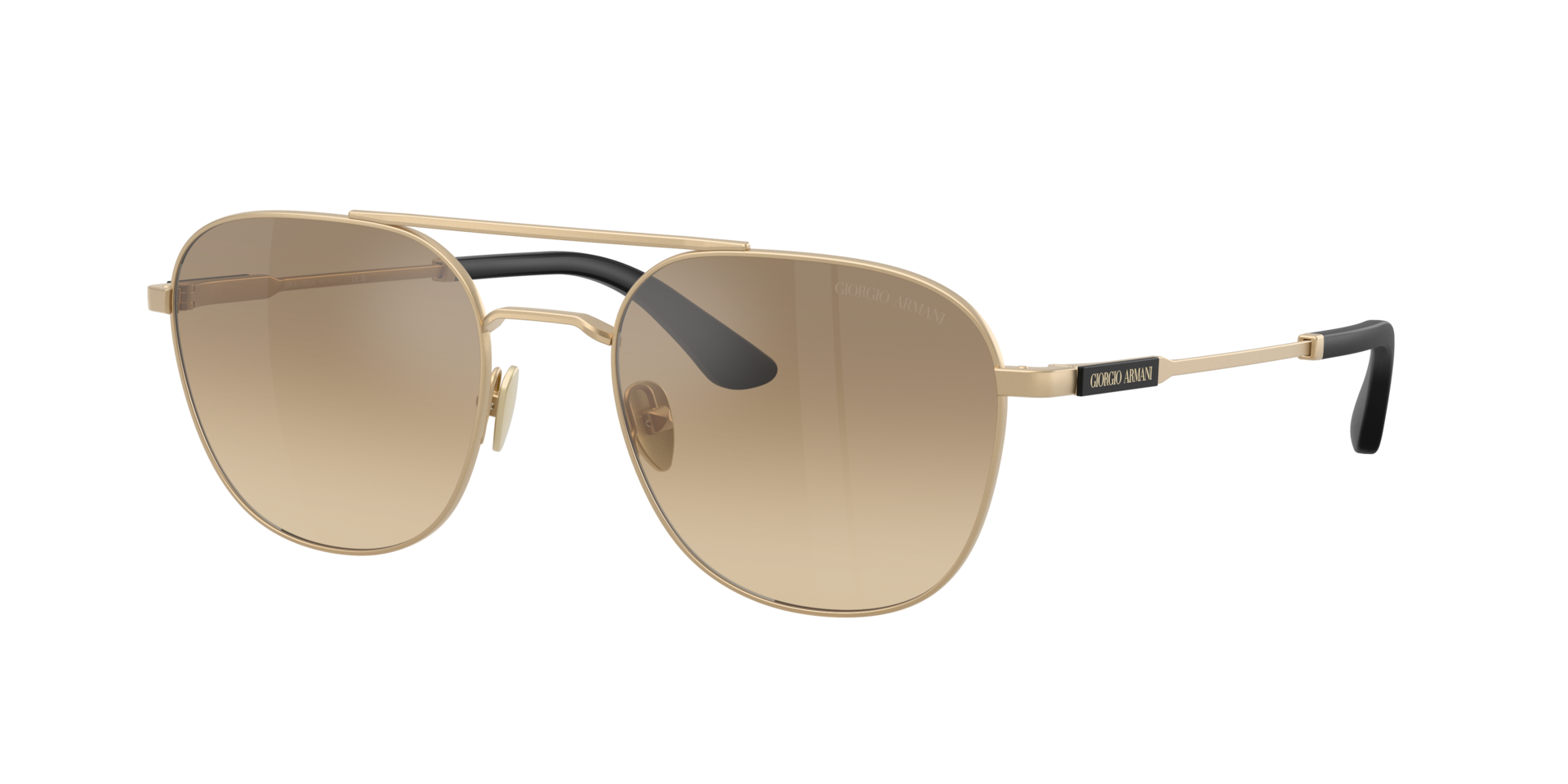 Giorgio Armani Mann Sunglass AR6178 - Rahmenfarbe: Matt Hellgold, Linsenfarbe: Braun verspiegelt Verlauf Grau