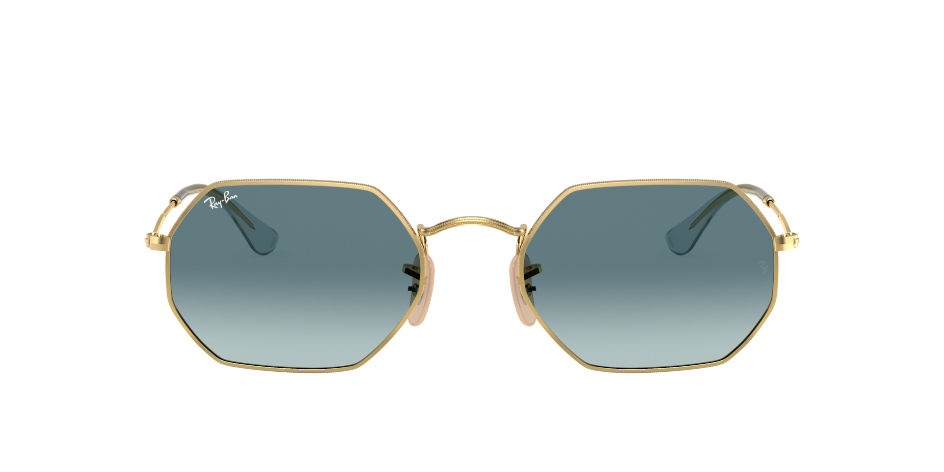 Ray-Ban Octagonal Classic L (53 - 21) with Blue lenses and Gold