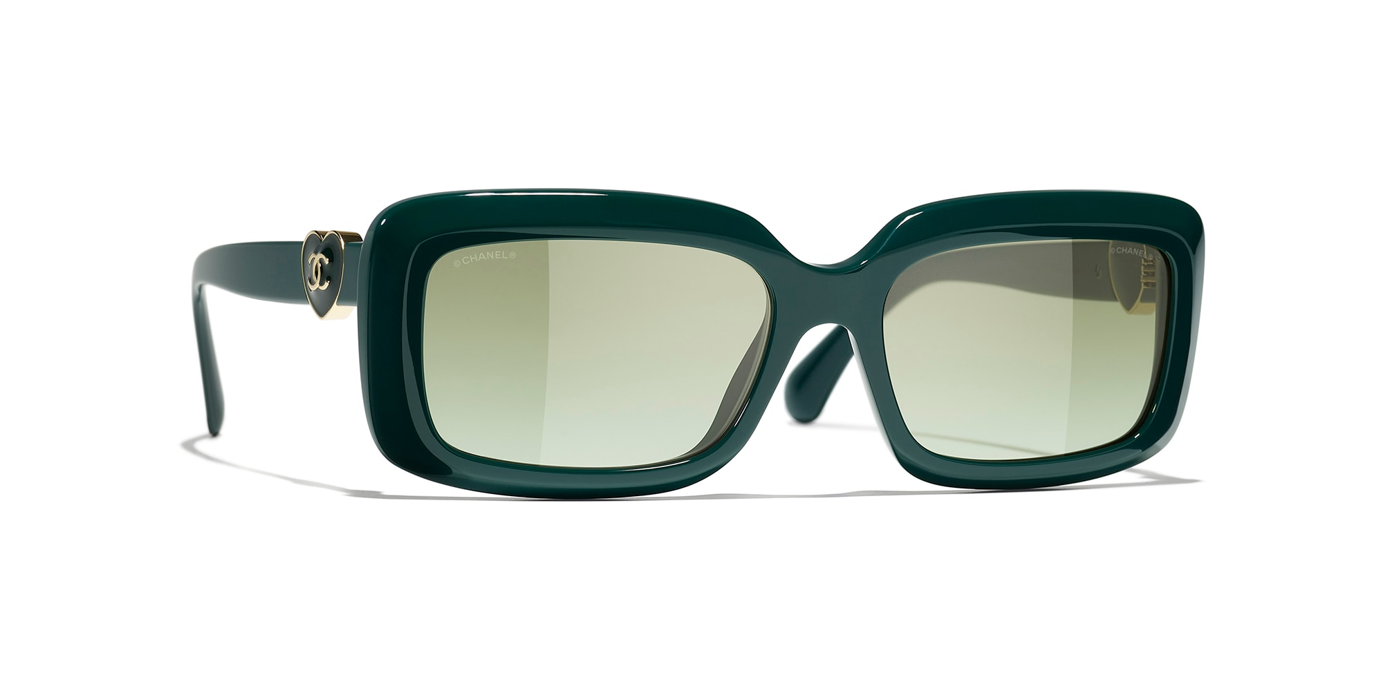 Chanel Woman Sunglass Rectangle Sunglasses CH5520 -  Frame color: Green, Lens color: Green