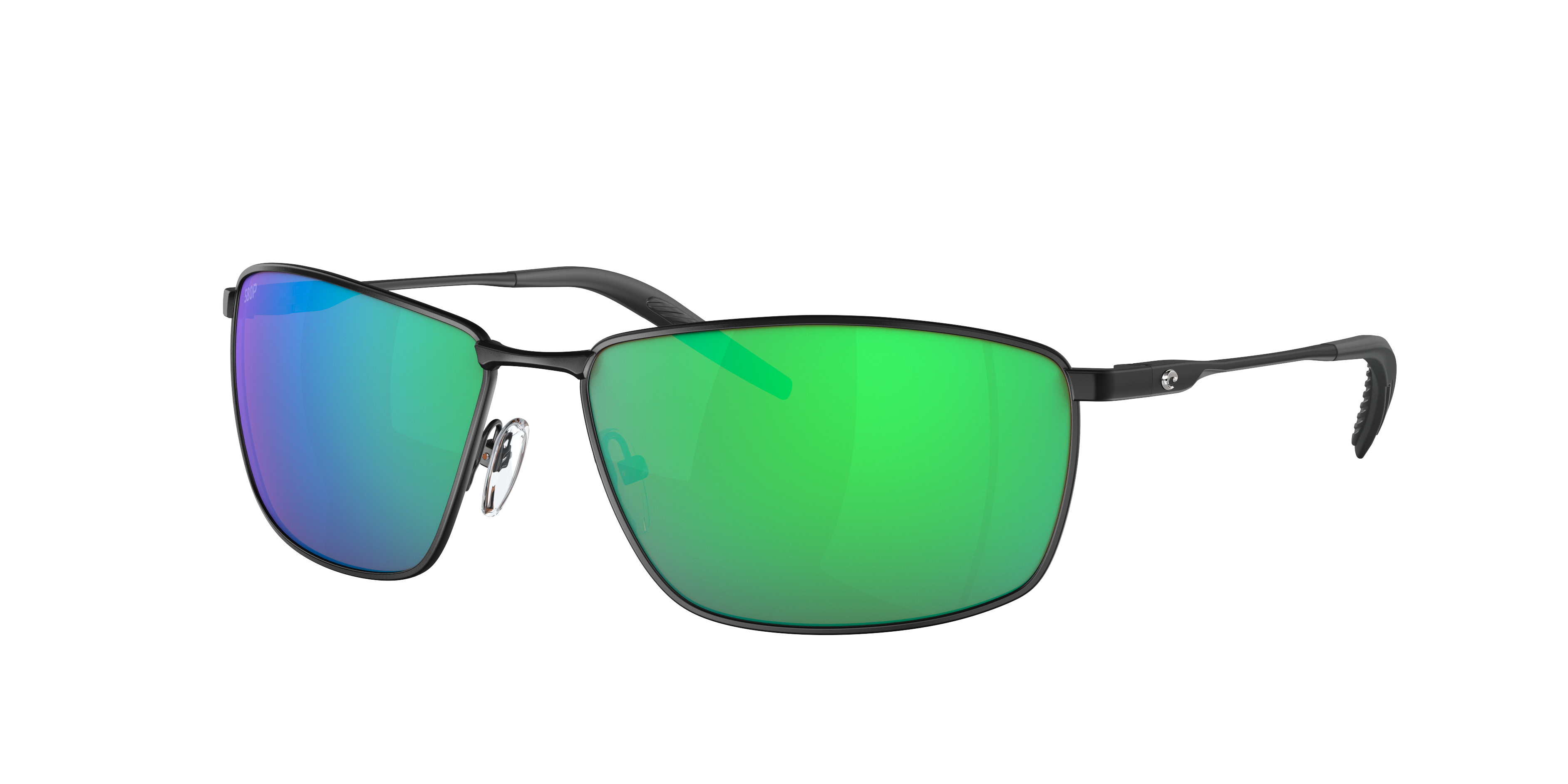 Costa Man Sunglass Turret -  Frame color: Matte Black, Lens color: Green Mirror