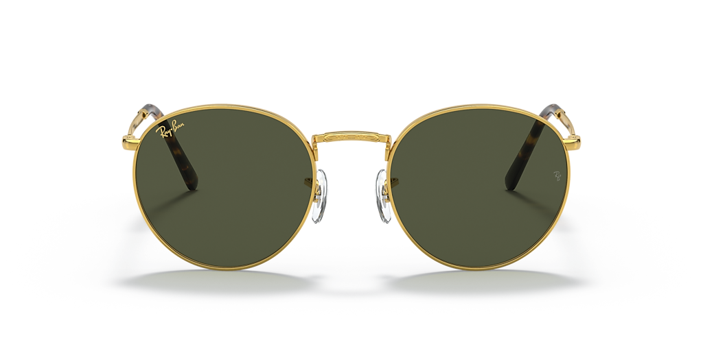 Ray-Ban New Round XS (50 - 21) with Green lenses and Gold frame