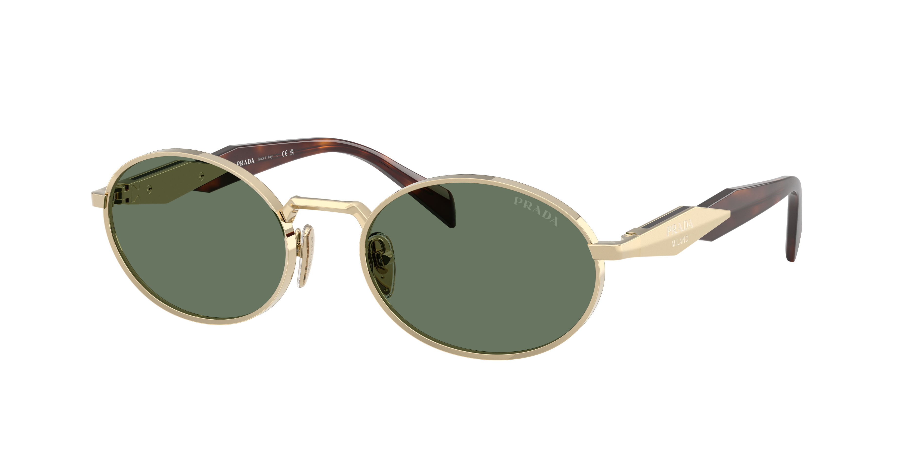 小物 PRADA khaki clear sunglasses Prada PR 65ZS L (55 - 20) with Green lenses and Gold frame