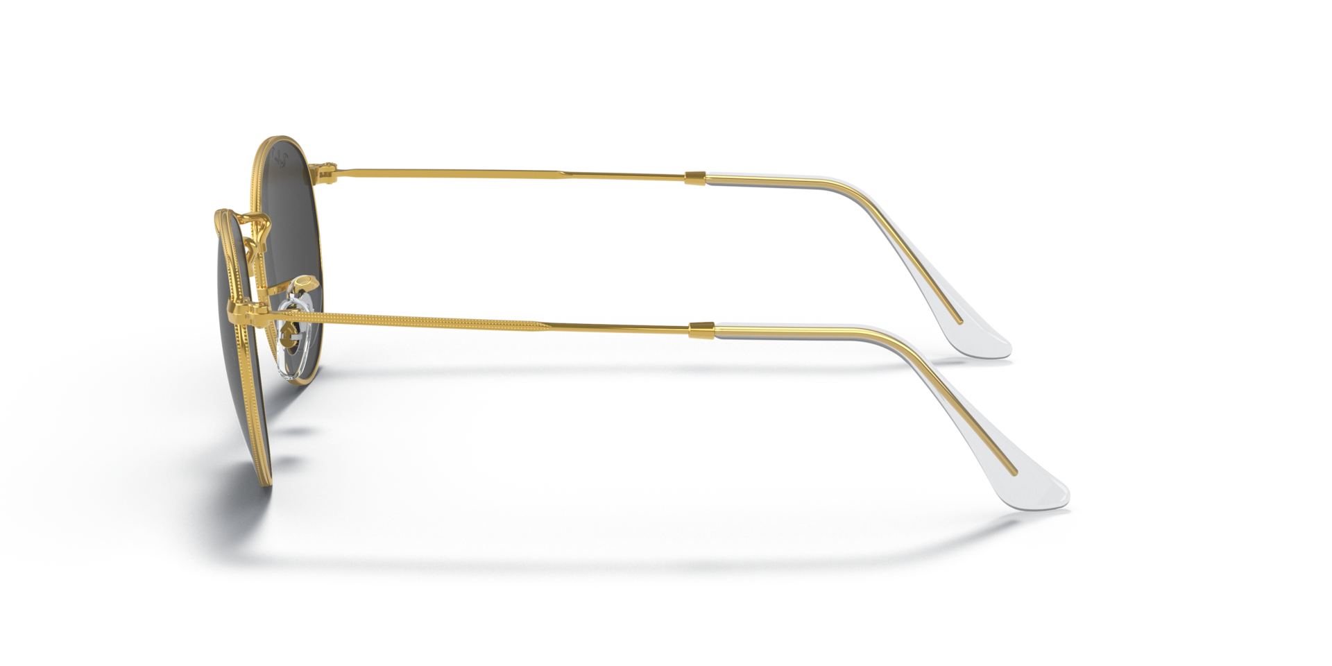 Ray-Ban Round Metal S (50 - 21) with Black lenses and Gold frame