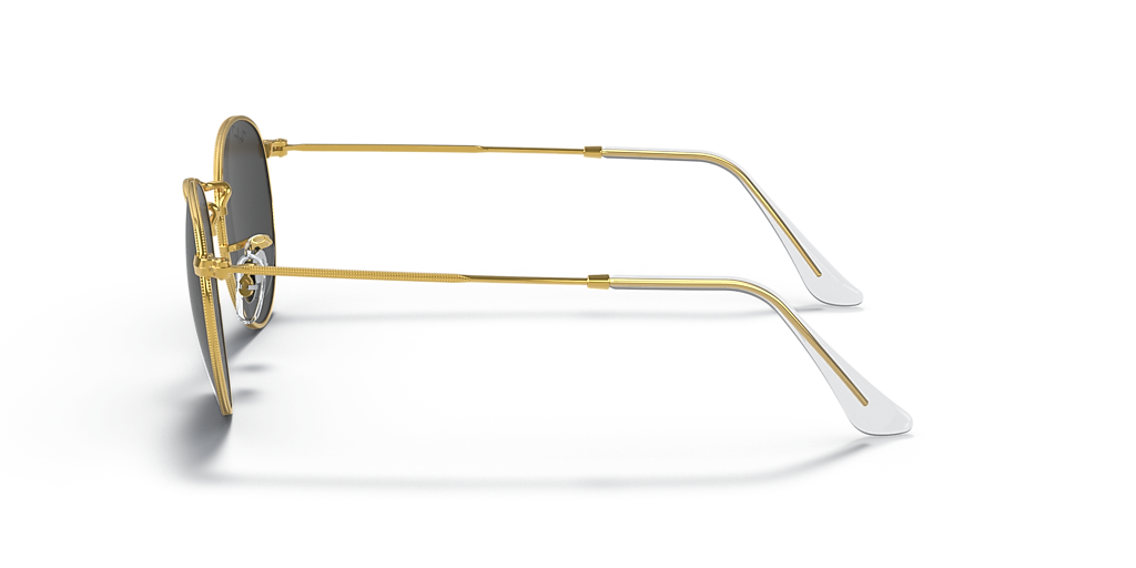 Ray-Ban Round Metal S (50 - 21) with Black lenses and Gold frame
