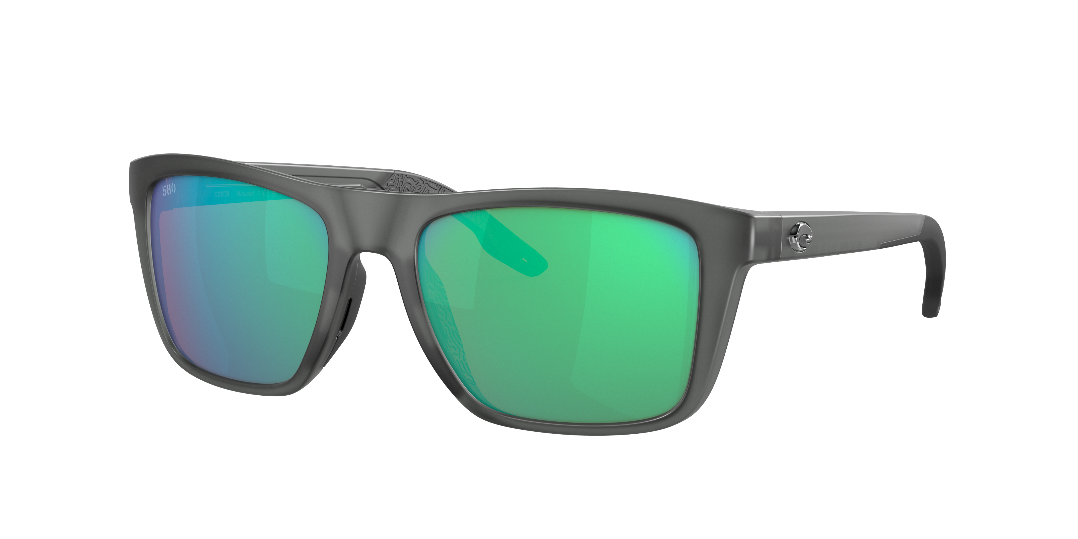 Costa Man Sunglass Mainsail -  Frame color: Gray Crystal, Lens color: Green Mirror