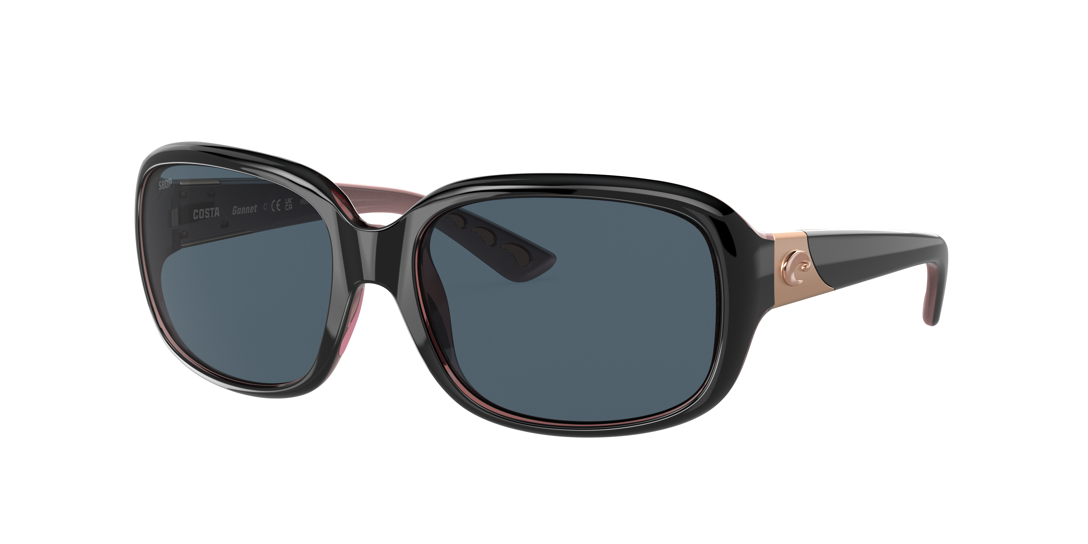 Costa Woman Sunglass Gannet -  Frame color: Shiny Black/Hibiscus, Lens color: Gray
