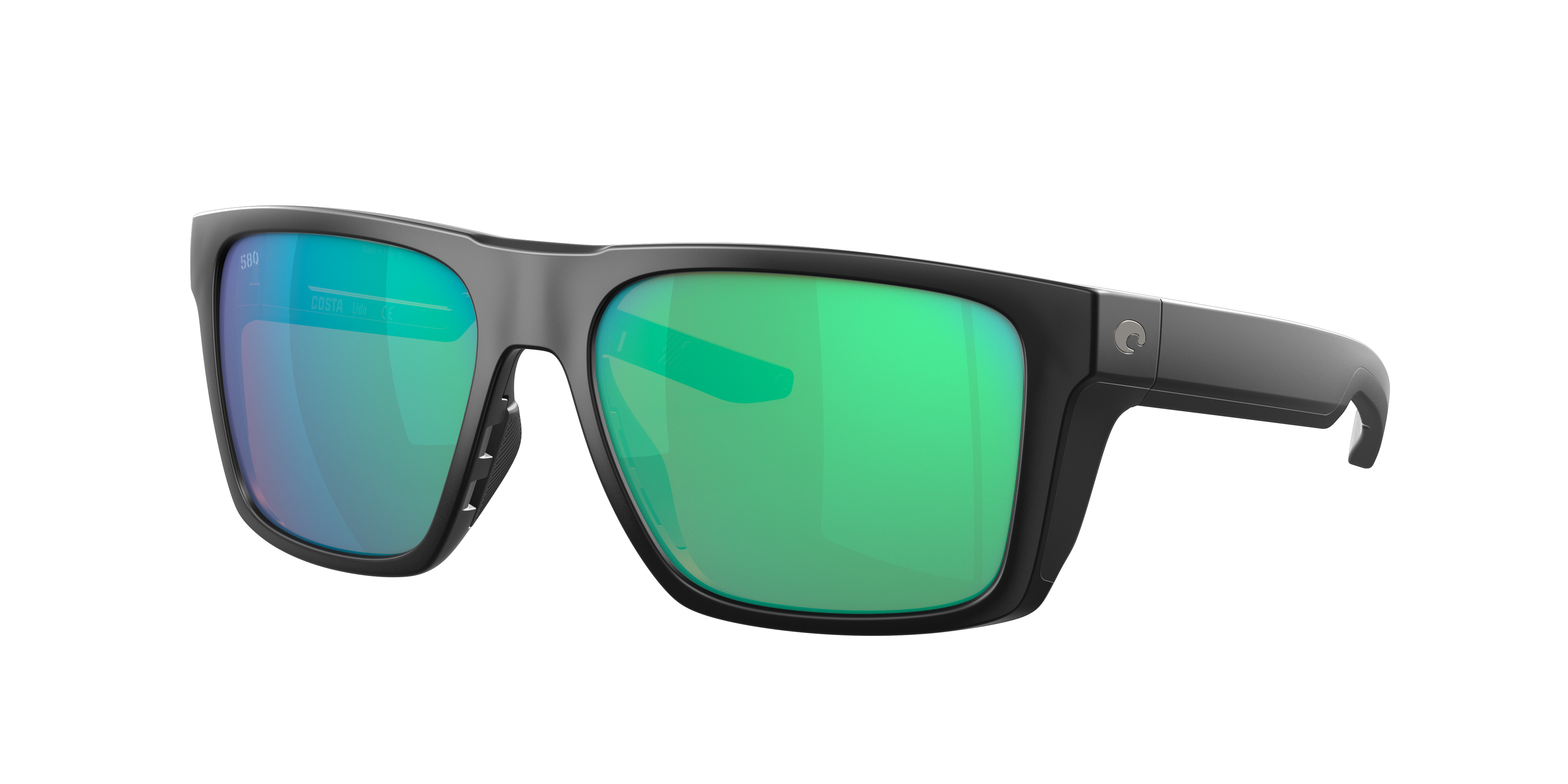Costa Man Sunglass Lido -  Frame color: Matte Black, Lens color: Green Mirror