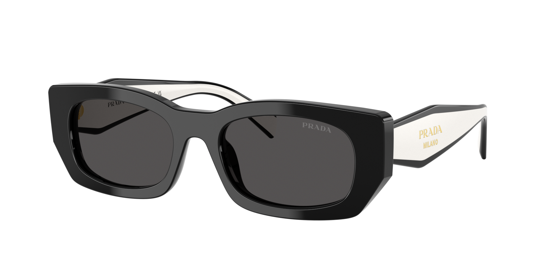 Prada PR B05S M (53 - 19) com Lentes Cinza e Armação Preto
