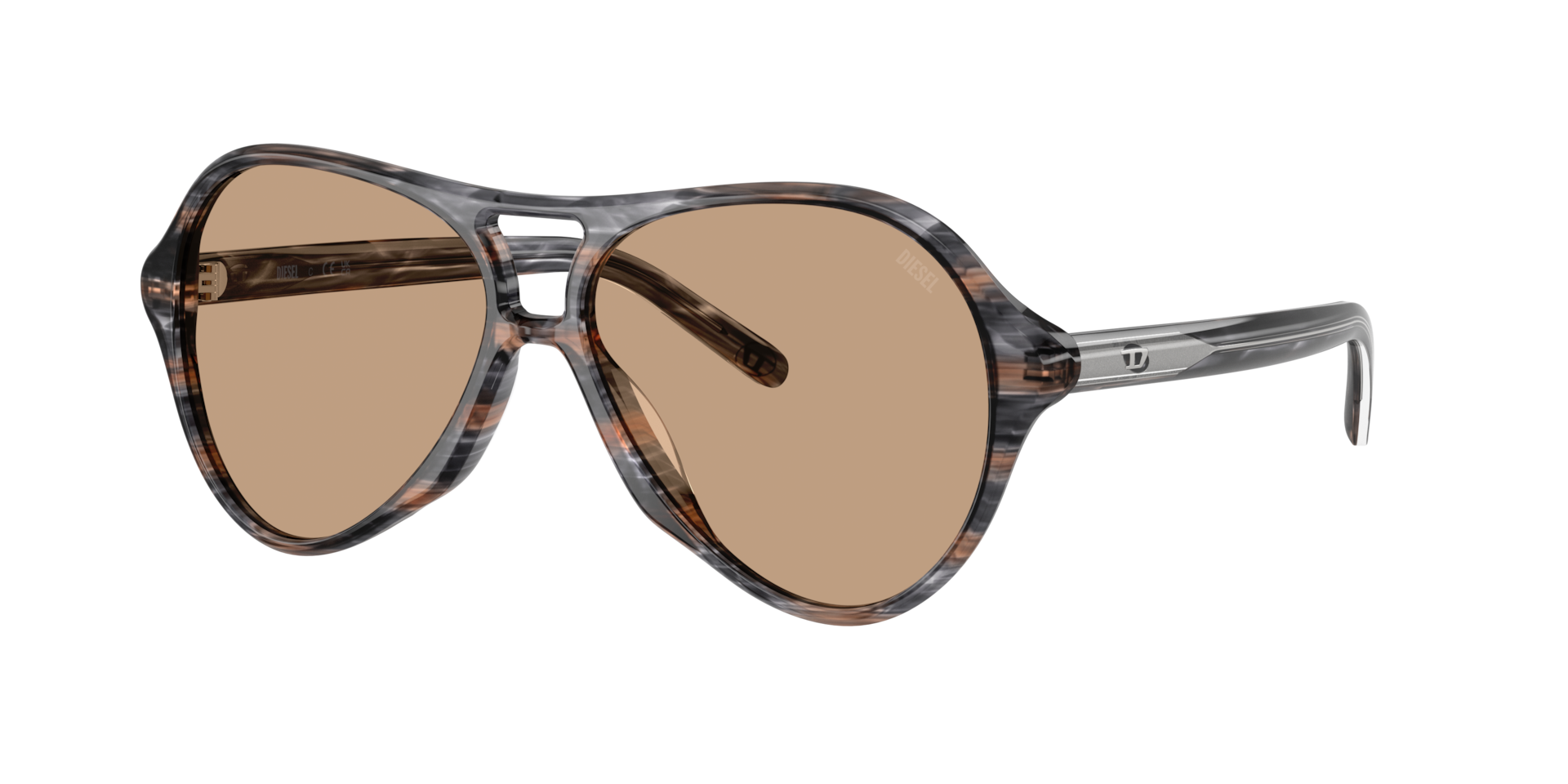 Diesel Unisex Sunglass DL2013U -  Frame color: Striated Grey, Lens color: Light Brown
