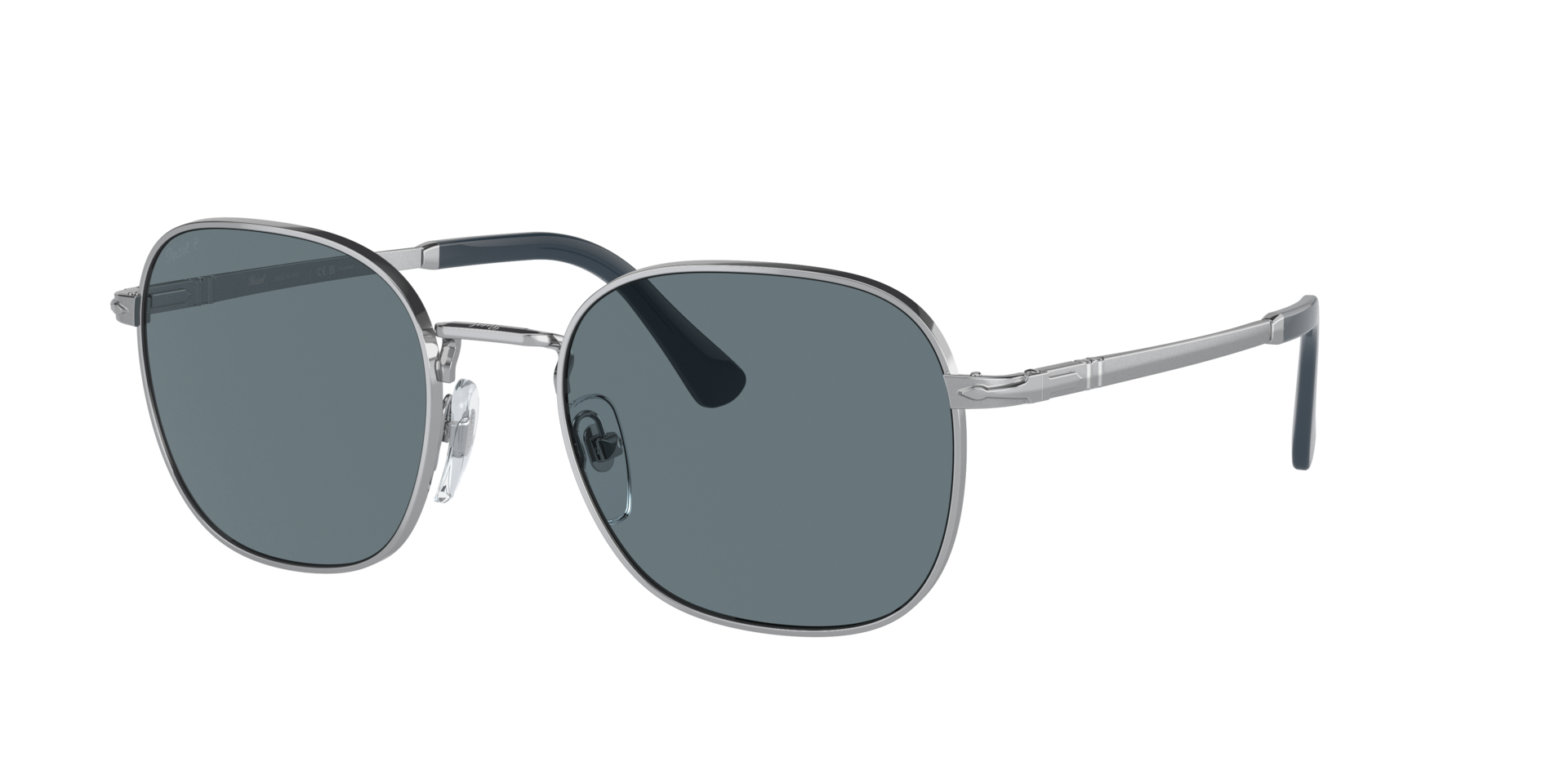 Persol Unisex Sunglass PO1009S -  Frame color: Silver, Lens color: Dark Blue Polarized