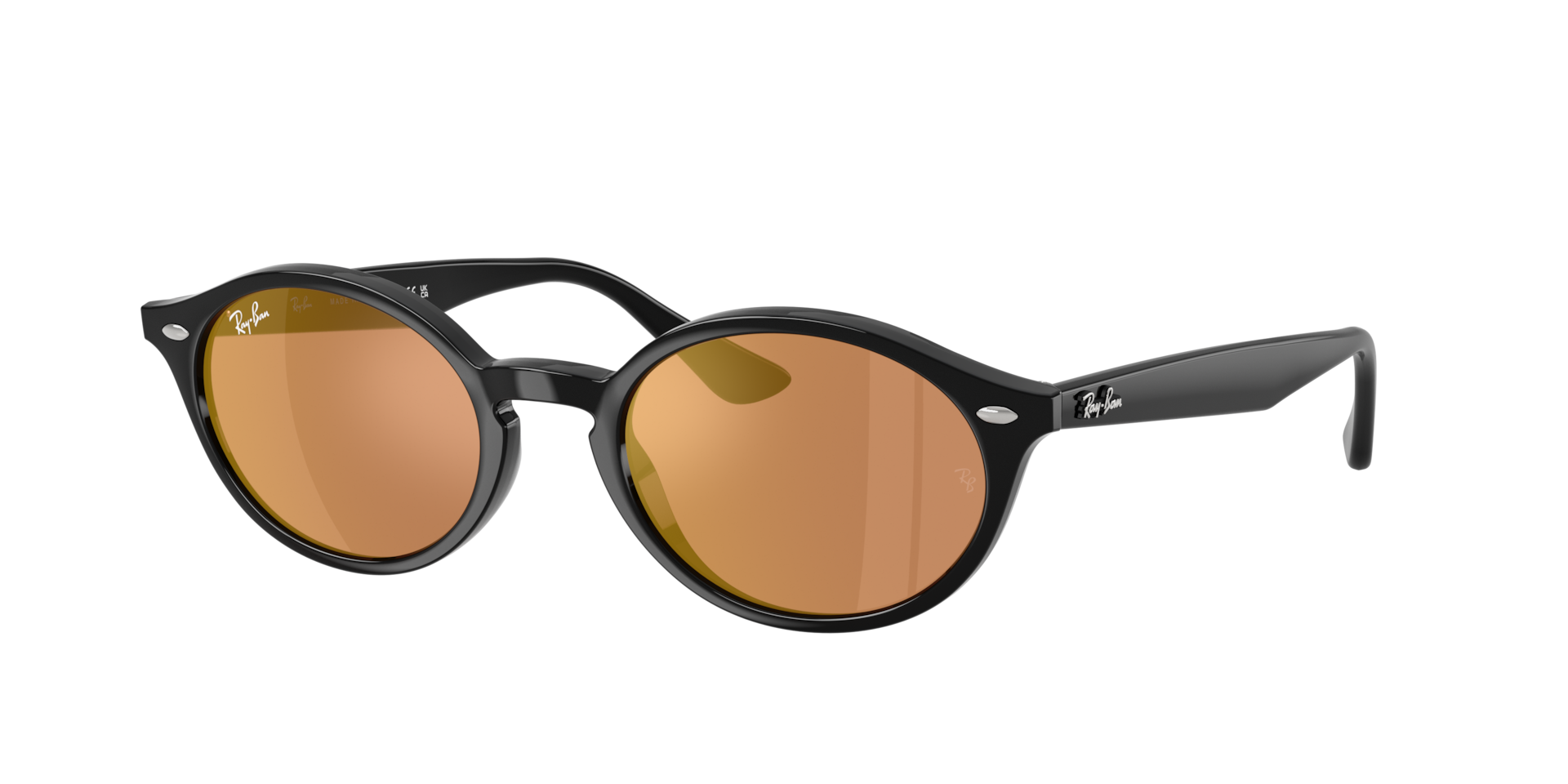 Ray-Ban Unisex Sunglass RB4315 -  Framekleur: Zwart, Lenskleur: Bruin Gespiegeld Goud