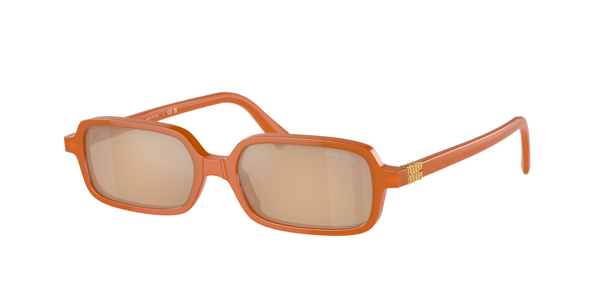 Miu Miu Femme Sunglass MU 11ZS - Couleur du Monture Turmeric Opal Couleur de Lentille Orange clair miroir argent 245 €
