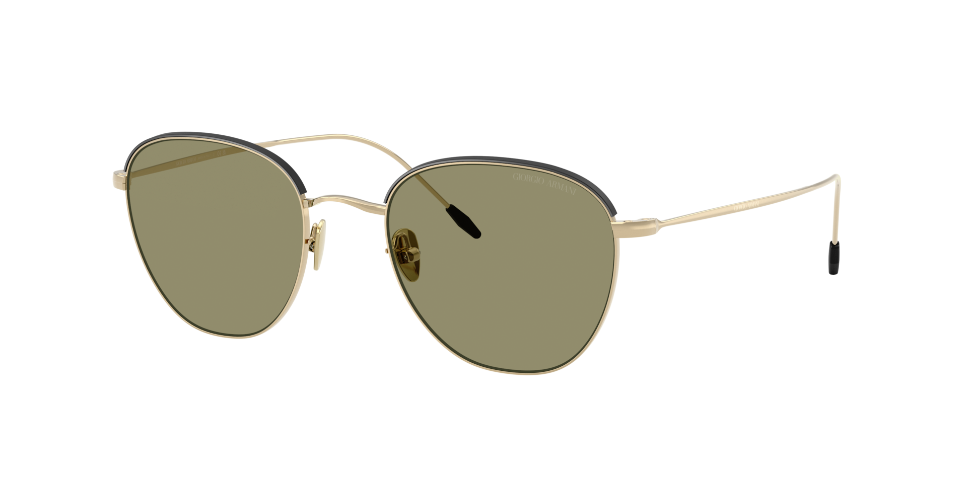Giorgio Armani Mann Sunglass AR6048 - Rahmenfarbe: Blassgold/Mattschwarz, Linsenfarbe: Grün