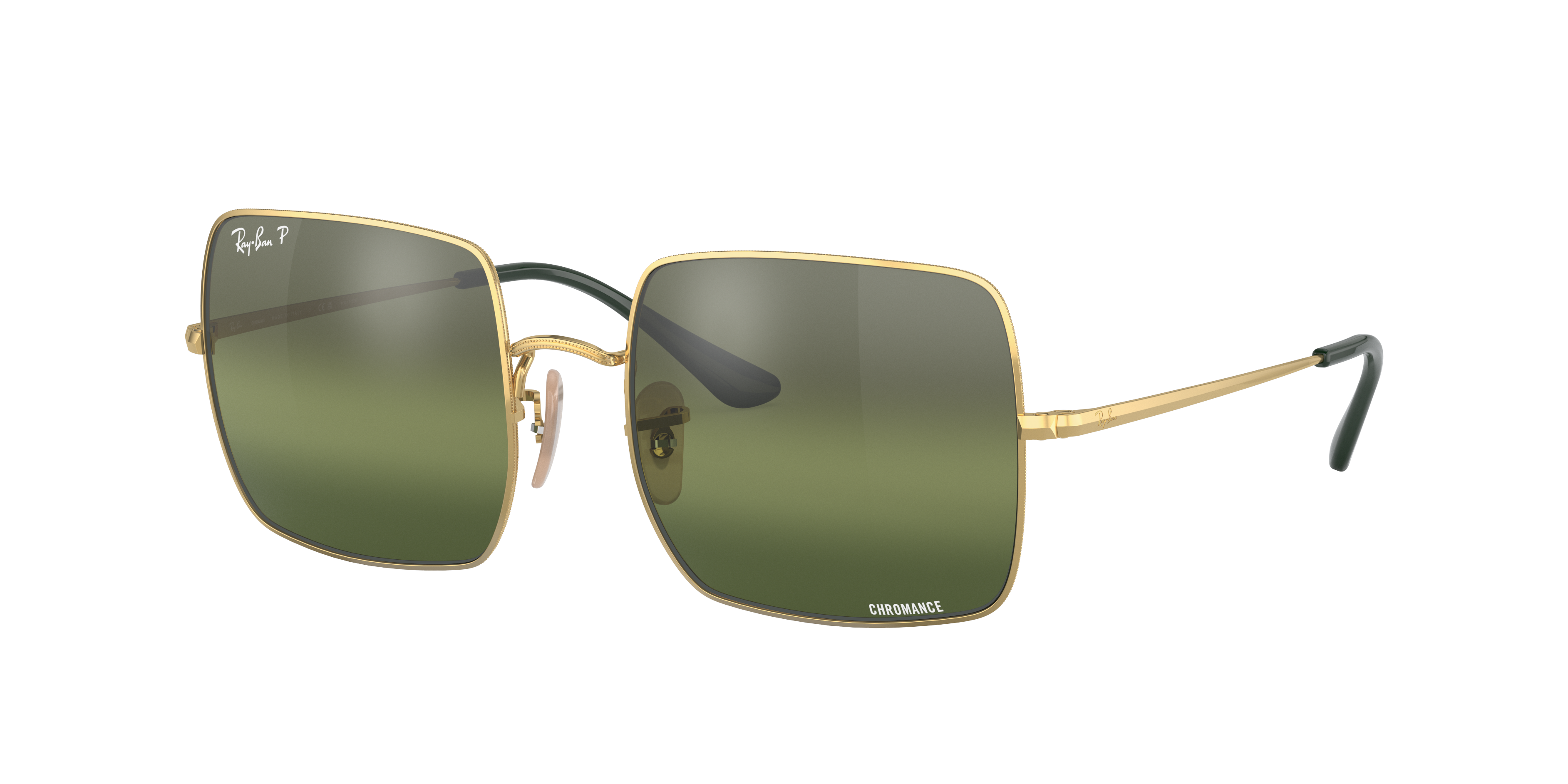 Ray-Ban Woman Sunglass Square 1971 Polarized+ Lenses -  Frame color: Arista Gold, Lens color: Green Polarised+