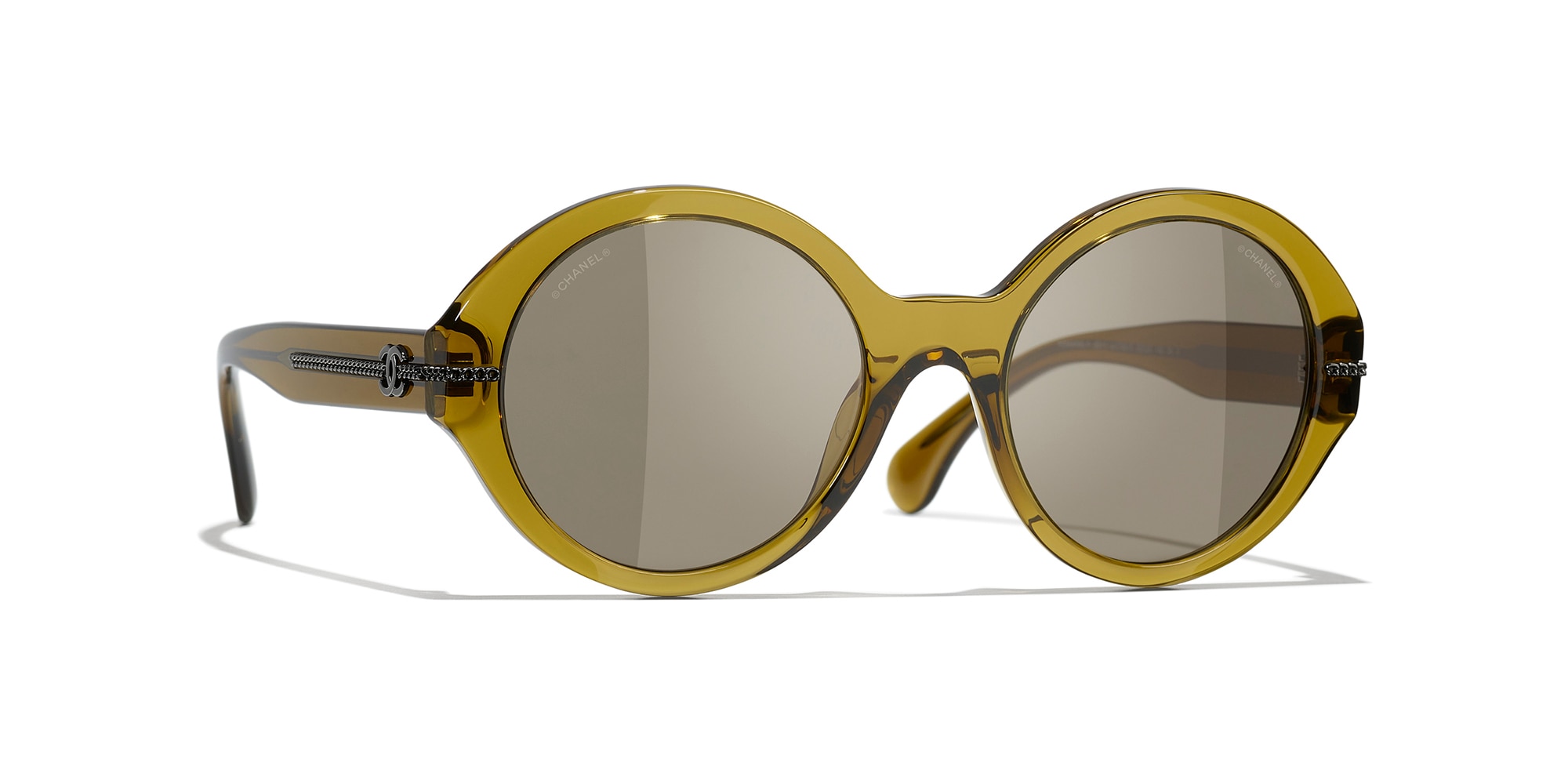 Chanel Woman Sunglass Round  Sunglasses CH5511 -  Frame color: Khaki, Lens color: Brown