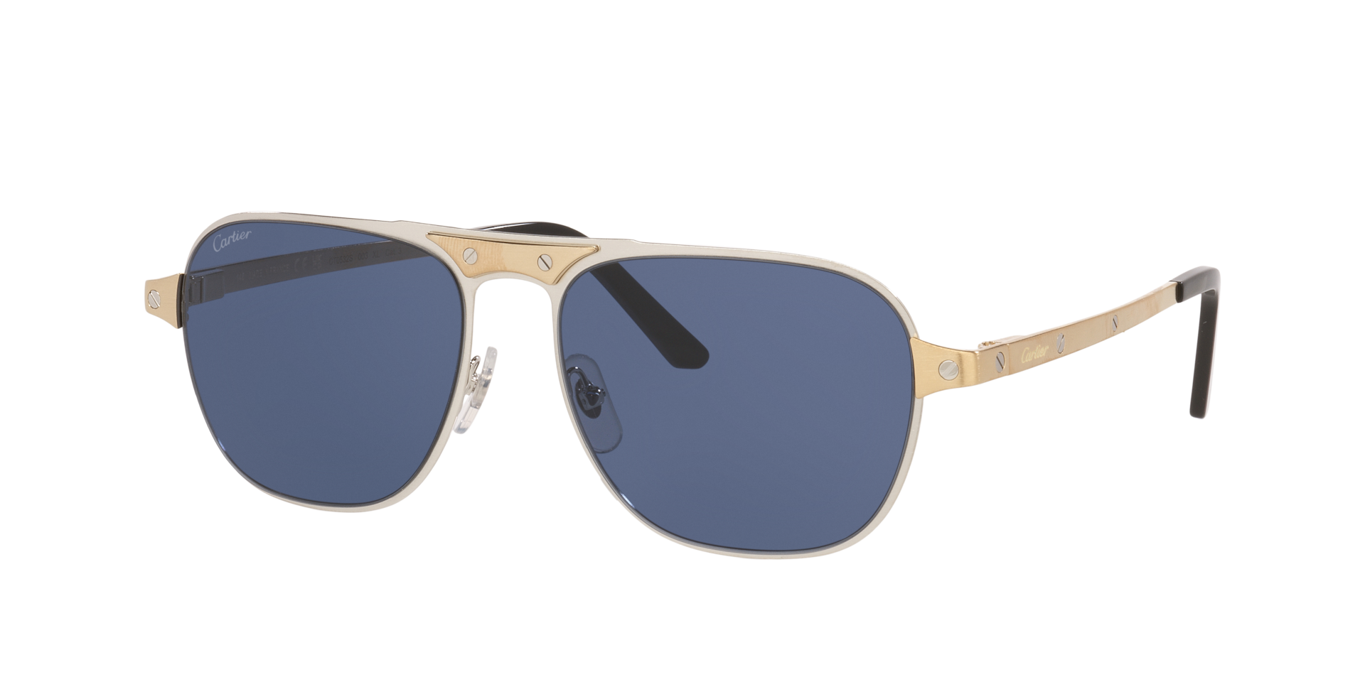 Cartier Homme Sunglass CT0532S - Couleur du Monture: Argent, Couleur de Lentille: Bleu