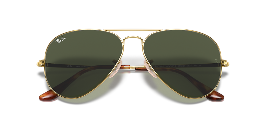Ray-Ban Aviator Metal II L (58 - 14) with Green lenses and Gold