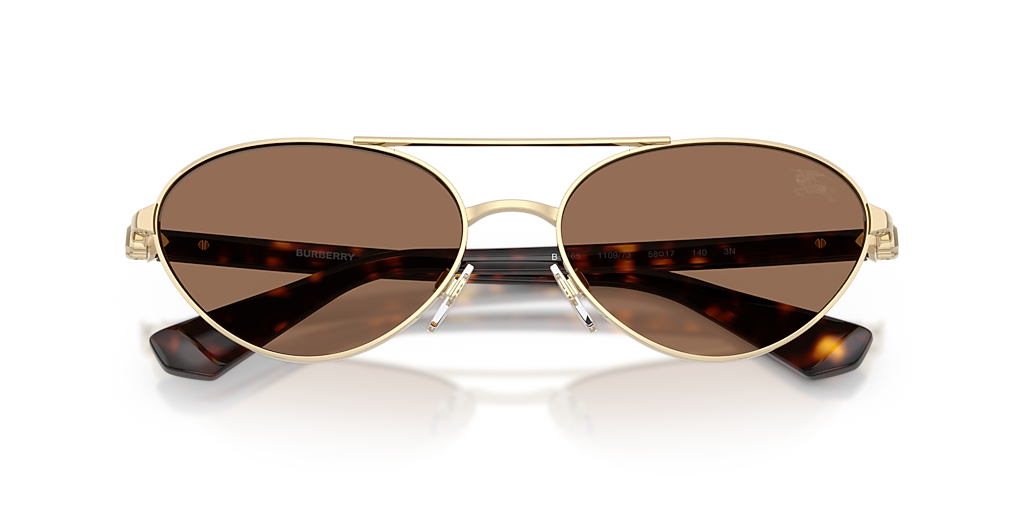 Burberry BE3165 XL (58 - 17) with Brown lenses and Gold frame