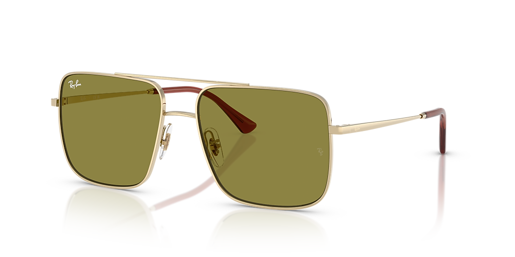 Ray-Ban Ari Bio-Based L (56 - 16) com Lentes Verde e Armação Ouro