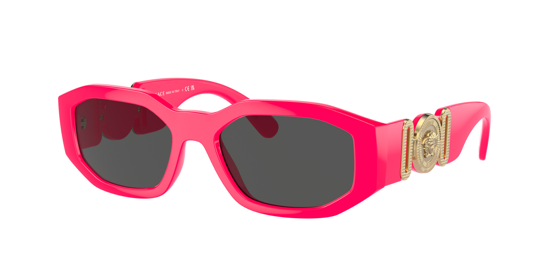 Versace Man Sunglass Biggie - Frame color: Fuxia Fluo, Lens color: Dark Grey