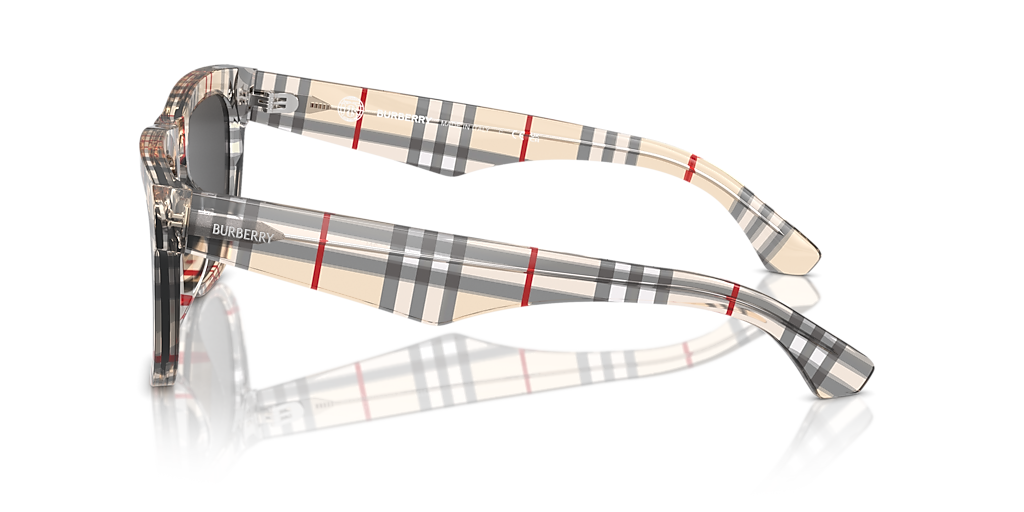 Burberry Unisex Check Square Sunglasses (B4431U) 56-20 145mm Burberry BE4431U XL (56 - 20) with Grey lenses and Black  main image 3