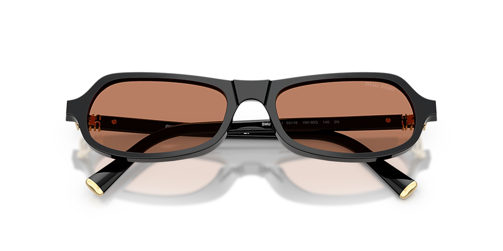 Miu Miu サングラス ブラック ロゴ MUB10SU Miu Miu MU B10SU M (55 - 17) with Brown lenses and Black frame