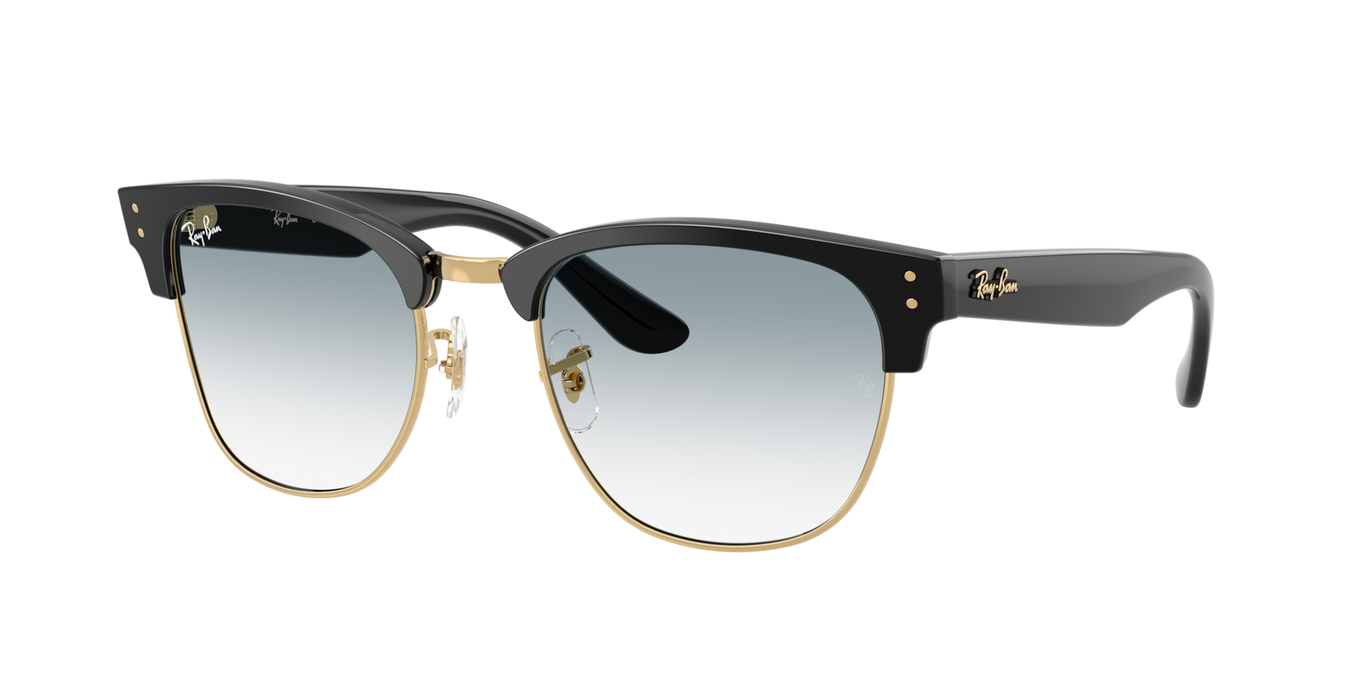 Ray-Ban Unisex Sunglass Clubmaster Reverse -  Frame color: Black On Gold, Lens color: Clear Gradient Blue