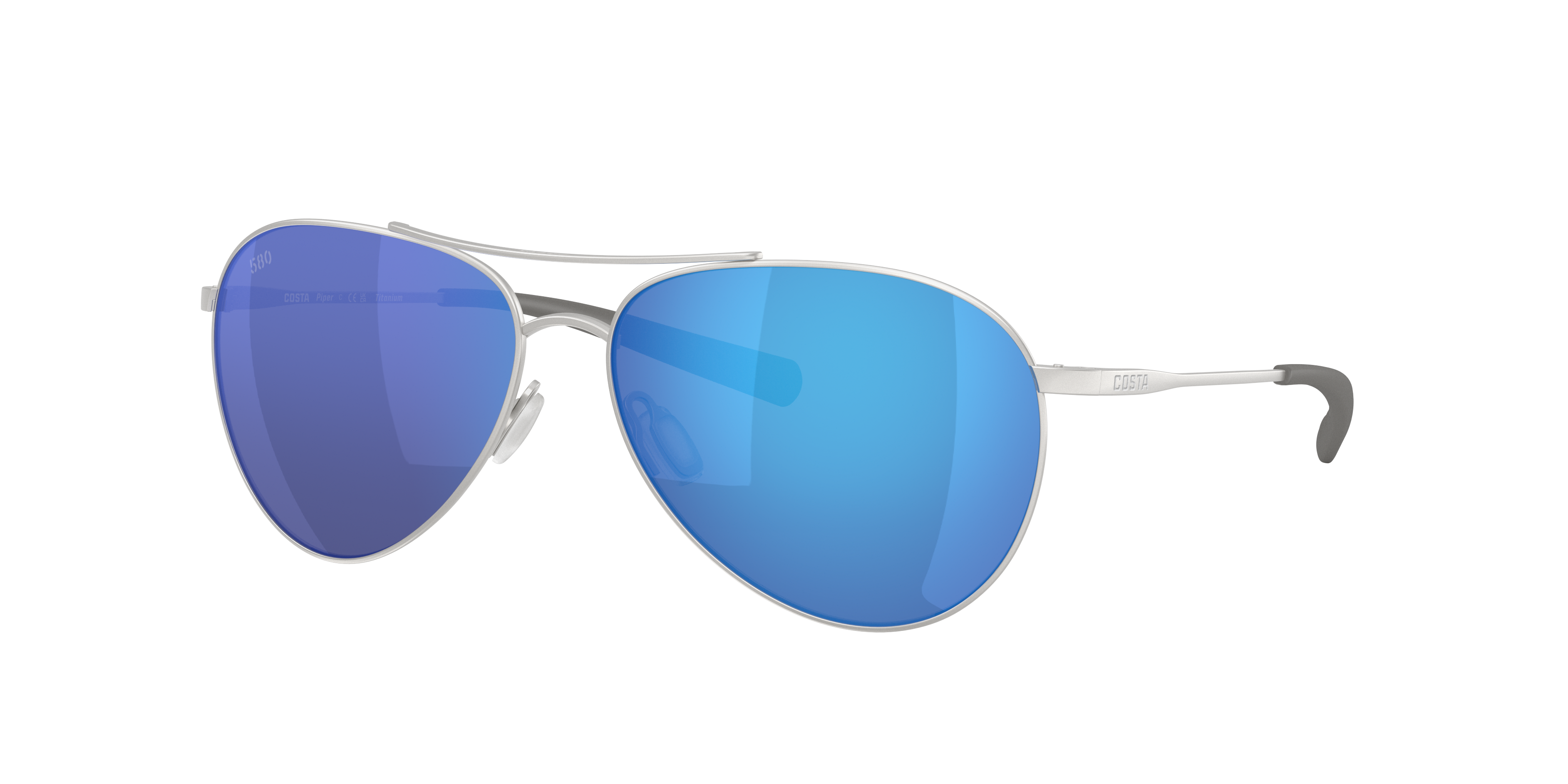 Costa Woman Sunglass Piper -  Frame color: Satin Silver, Lens color: Blue Mirror
