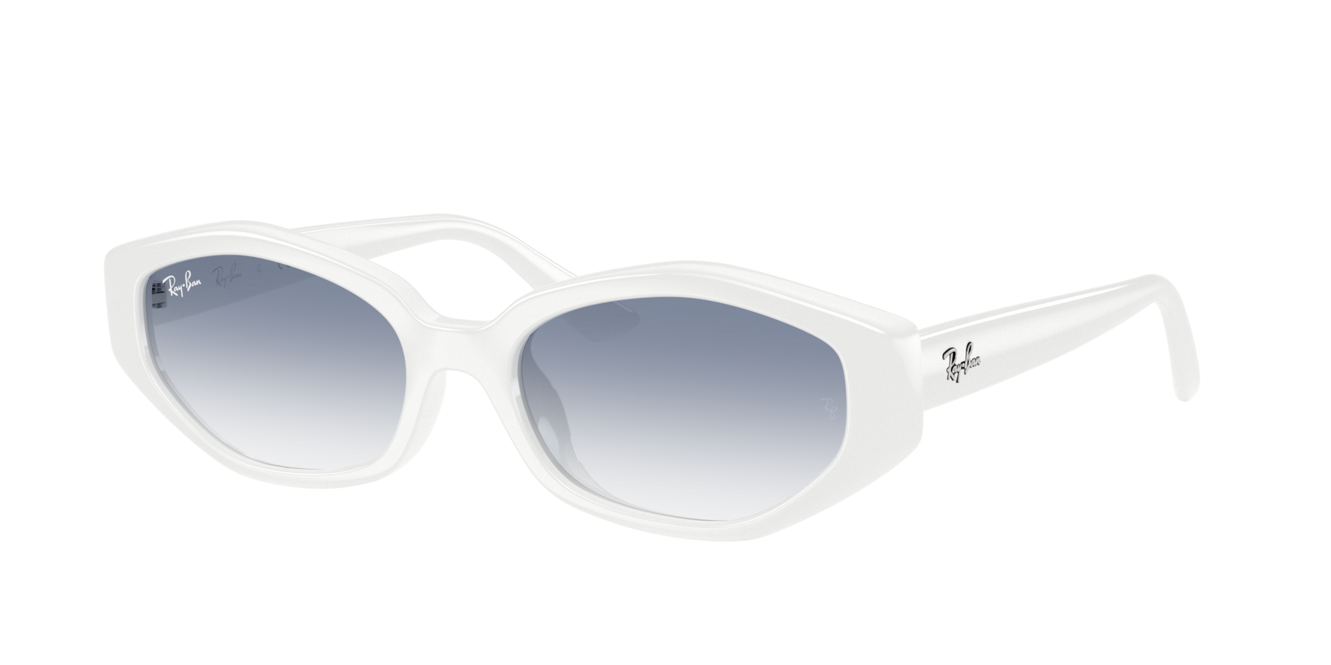 Ray-Ban Unisex Sunglass RB4473D - Couleur du Monture: Blanc, Couleur de Lentille: Bleu clair dégradé incolore