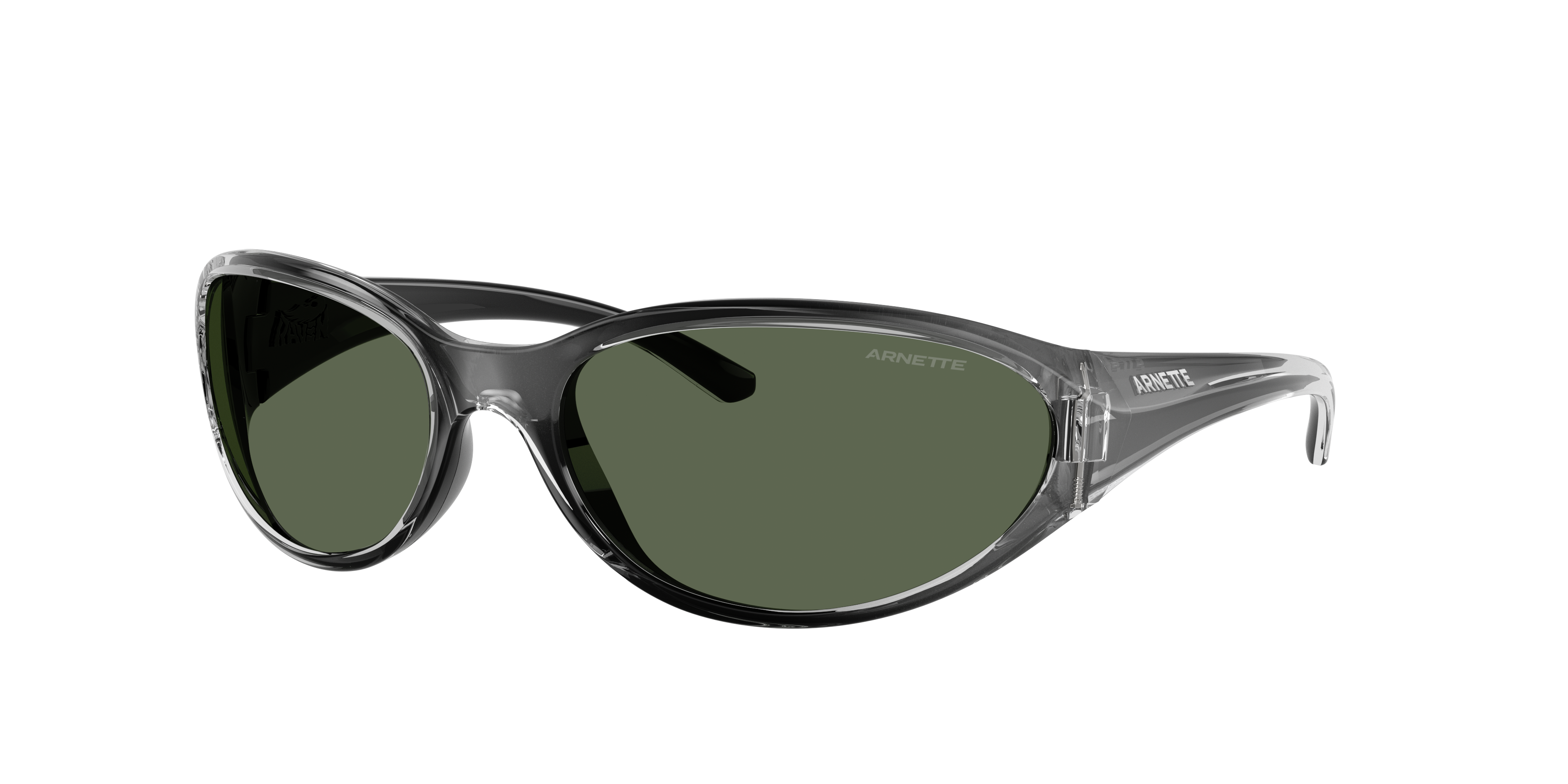 Arnette Man Sunglass Raven -  Frame color: Flashcoat Grey, Lens color: Dark Green
