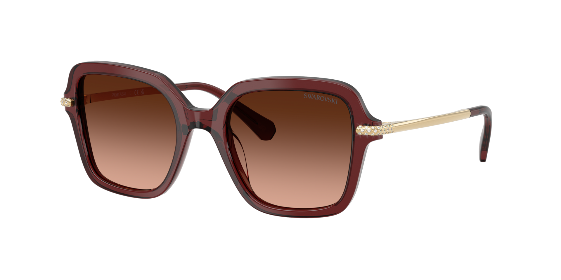 Swarovski Pink Woman Sk6040 10735M Sunglasses Acetate Red Geometric Normal Shaded - Image 2
