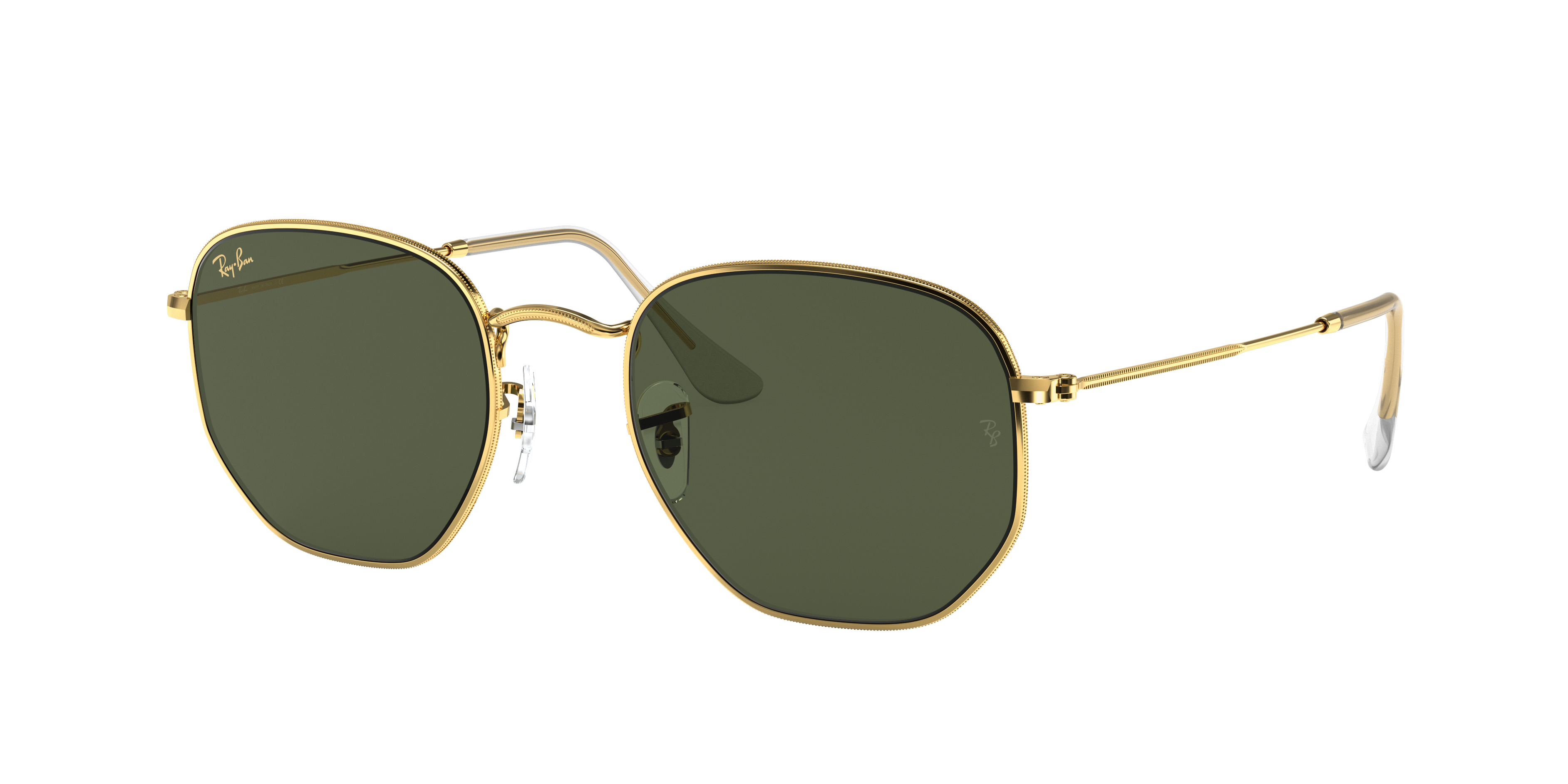 Ray-Ban Hexagonal XL (54 - 21) with Green lenses and Gold frame