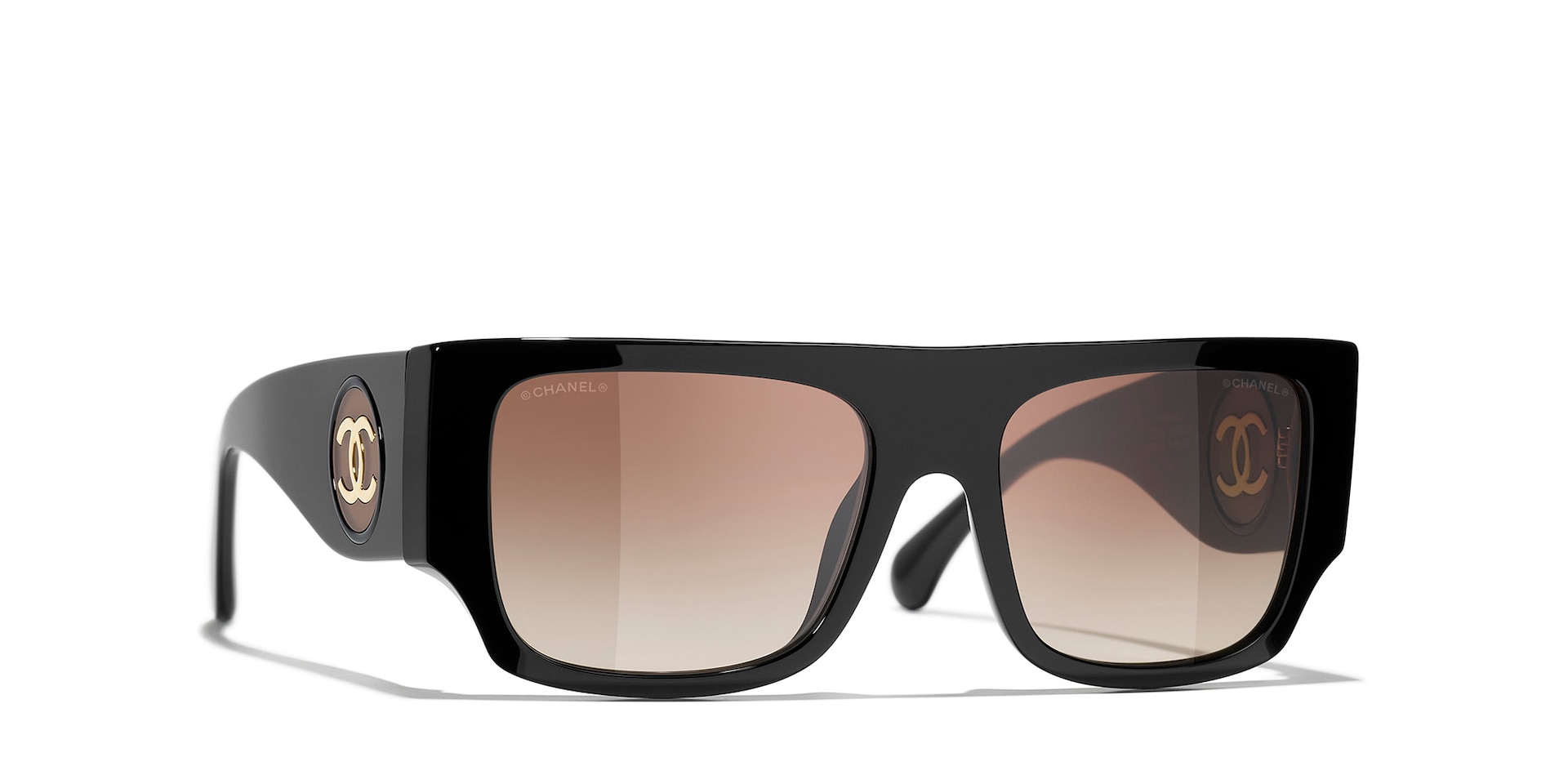 Chanel Woman Sunglass Square Sunglasses CH5549 -  Frame color: Black, Lens color: Brown