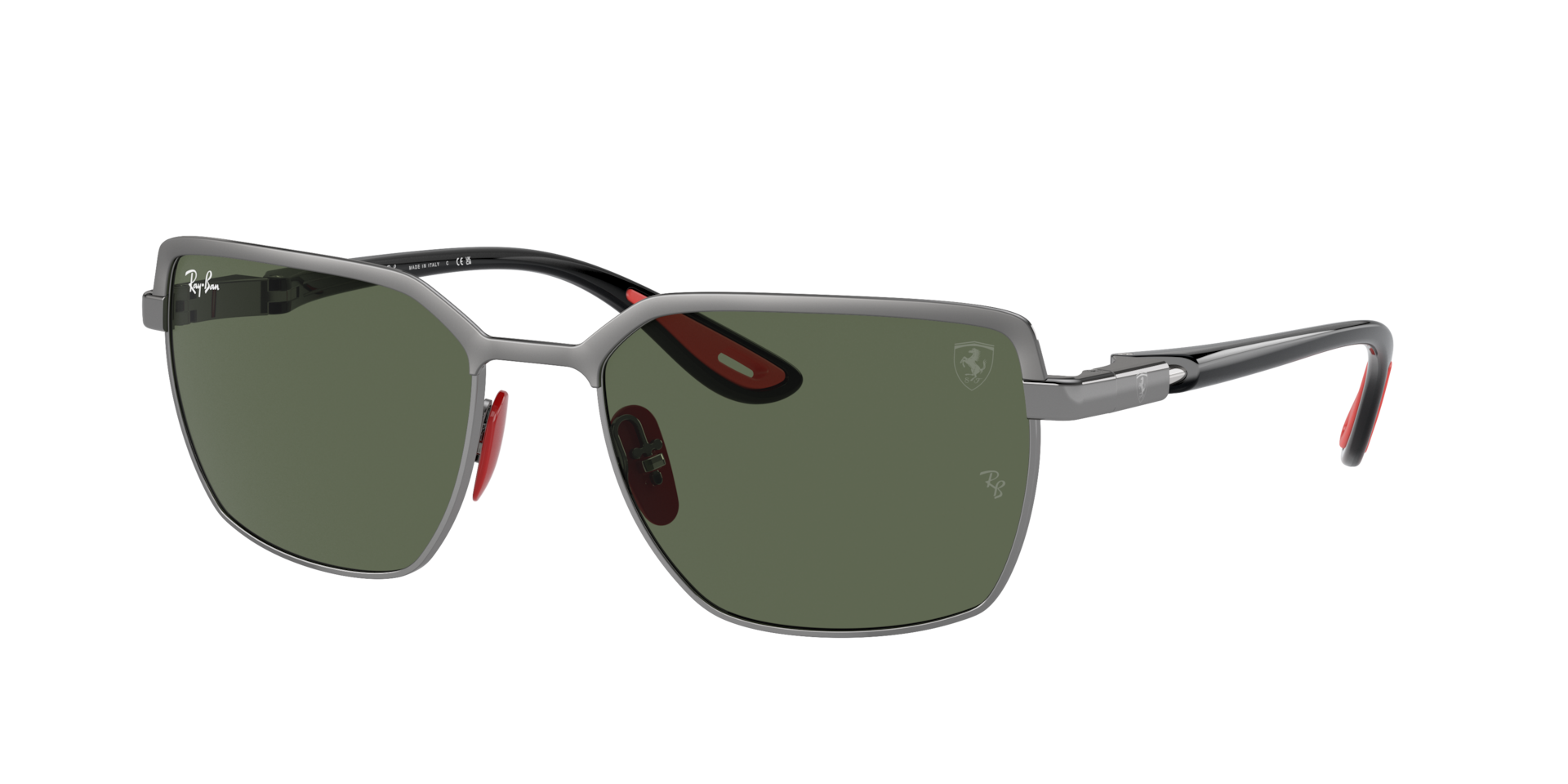 Ray-Ban Unisex Dunkelgrün Sunglass Rb3743m Scuderia Ferrari Collection - Rahmenfarbe: Gunmetal Auf Gunmetal, Linsenfarbe:
