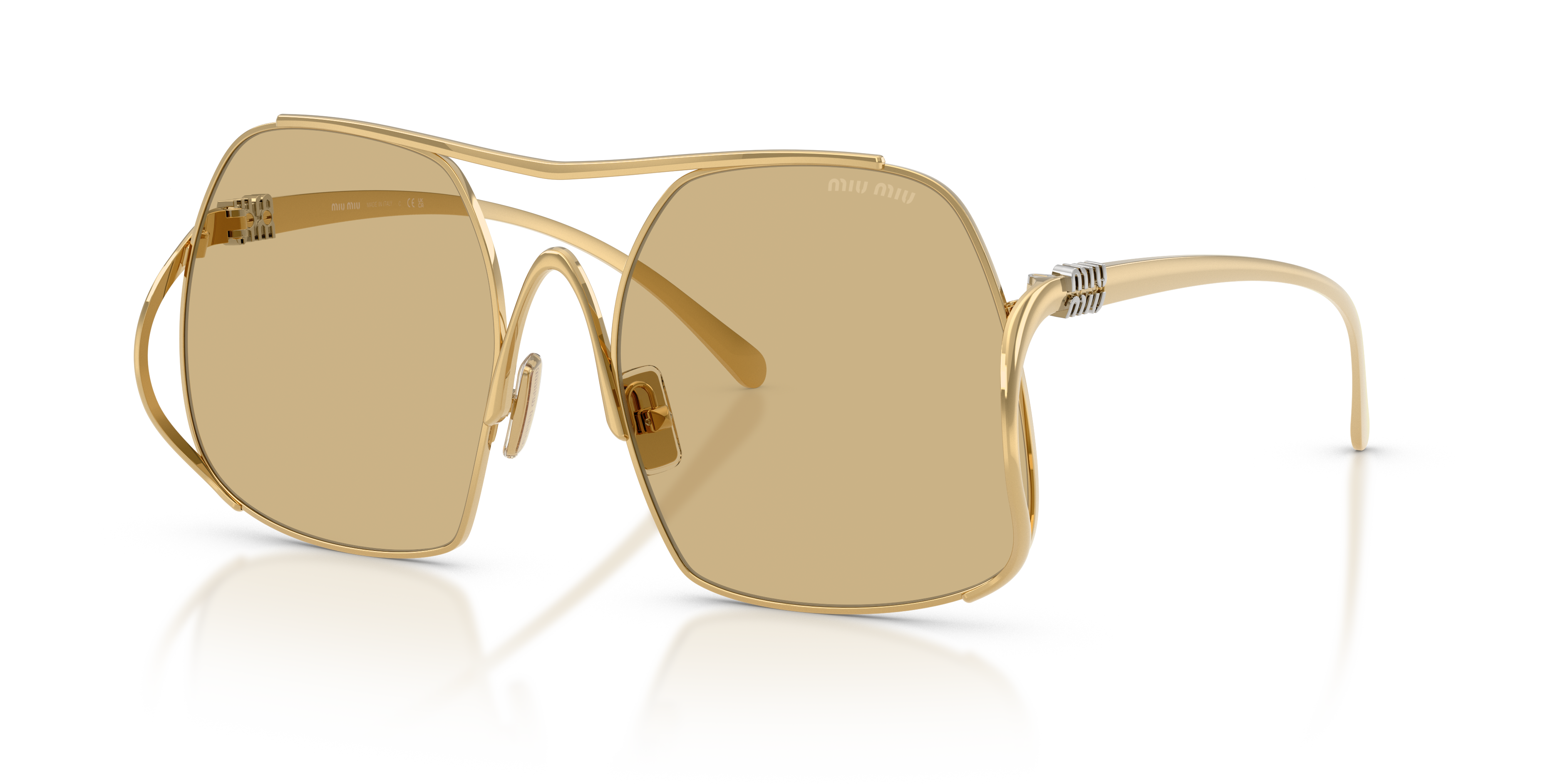Miu Miu MU A55S XS (57 - 18) with Yellow lenses and Gold frame