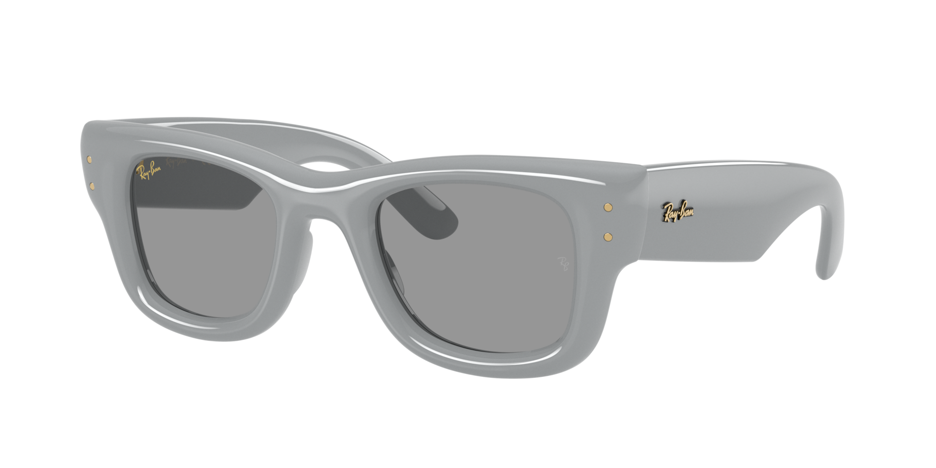 Ray-Ban Unisex Sunglass Wayfarer Puffer -  Framekleur: Effen grijs, Lenskleur: Grijs