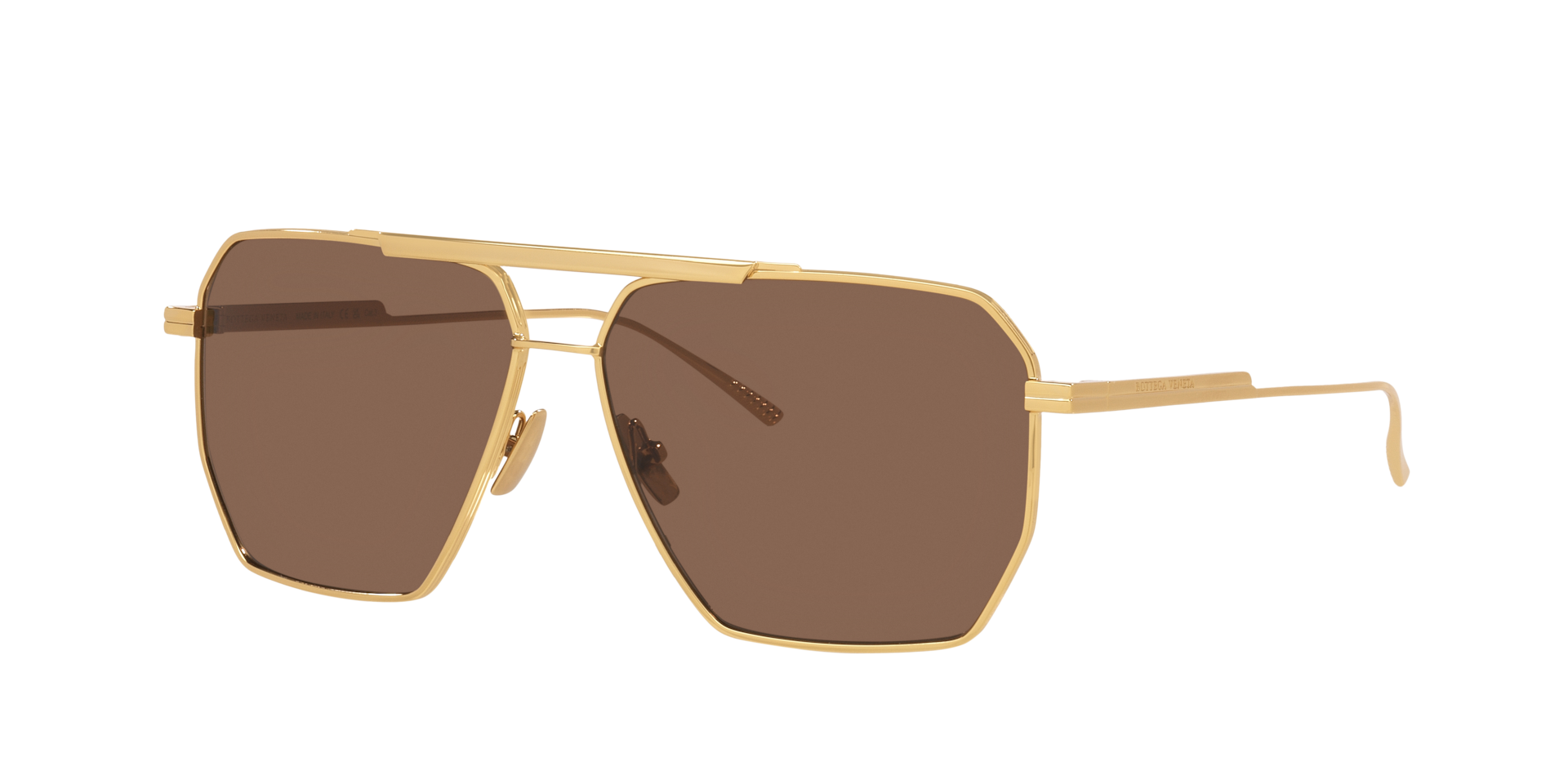 Bottega Veneta Man Sunglass BV1012S Frame color Gold Shiny Lens color Brown