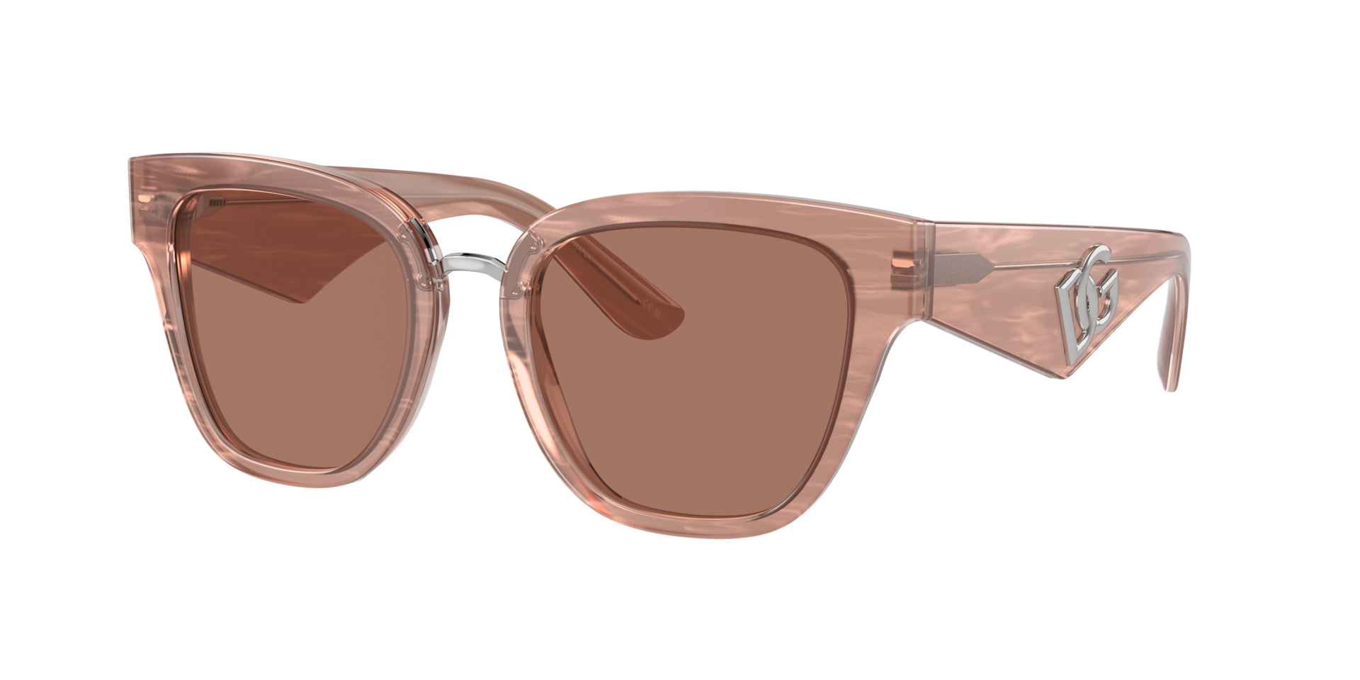 Dolce&Gabbana Frau Sunglass DG4437 - Rahmenfarbe: Fleur Caramel, Linsenfarbe: Dunkelbraun