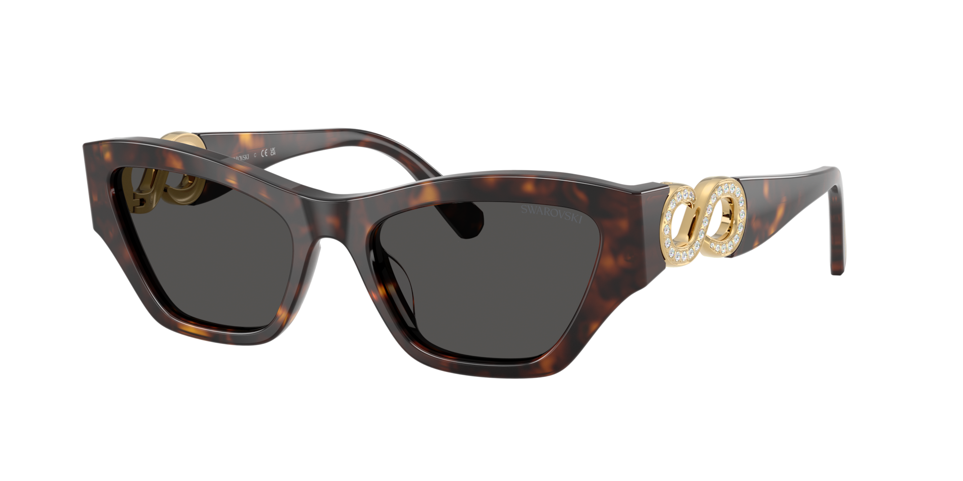 Swarovski Grey Woman Sk6076u 100287 Sunglasses Acetate Turtle Cat Eye Normal - Image 3