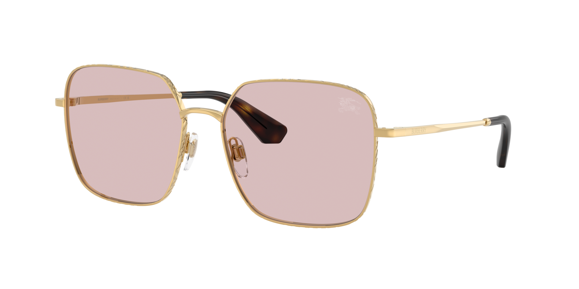 Burberry Pink Woman Be3180 1017/5 Sunglasses Metal Gold Squared Normal - Image 2