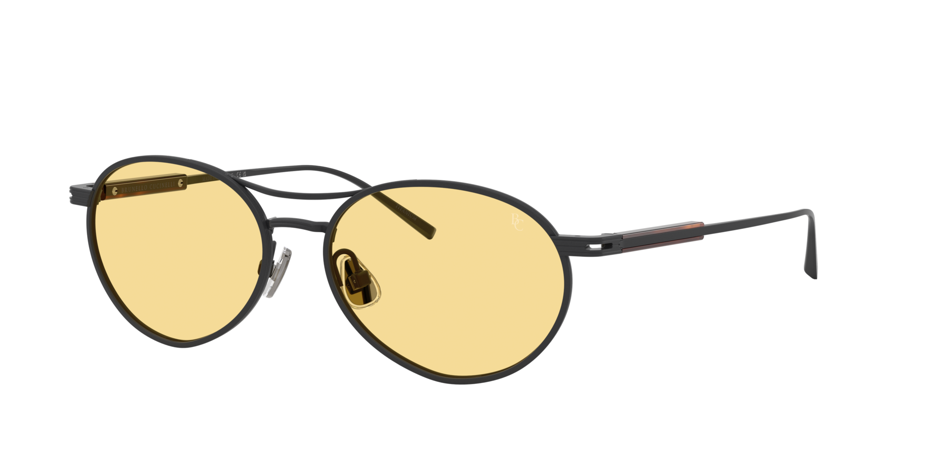 Brunello Cucinelli Unisex Sunglass BC2019ST -  Frame color: Nero Semiopaco, Lens color: Honey Gold
