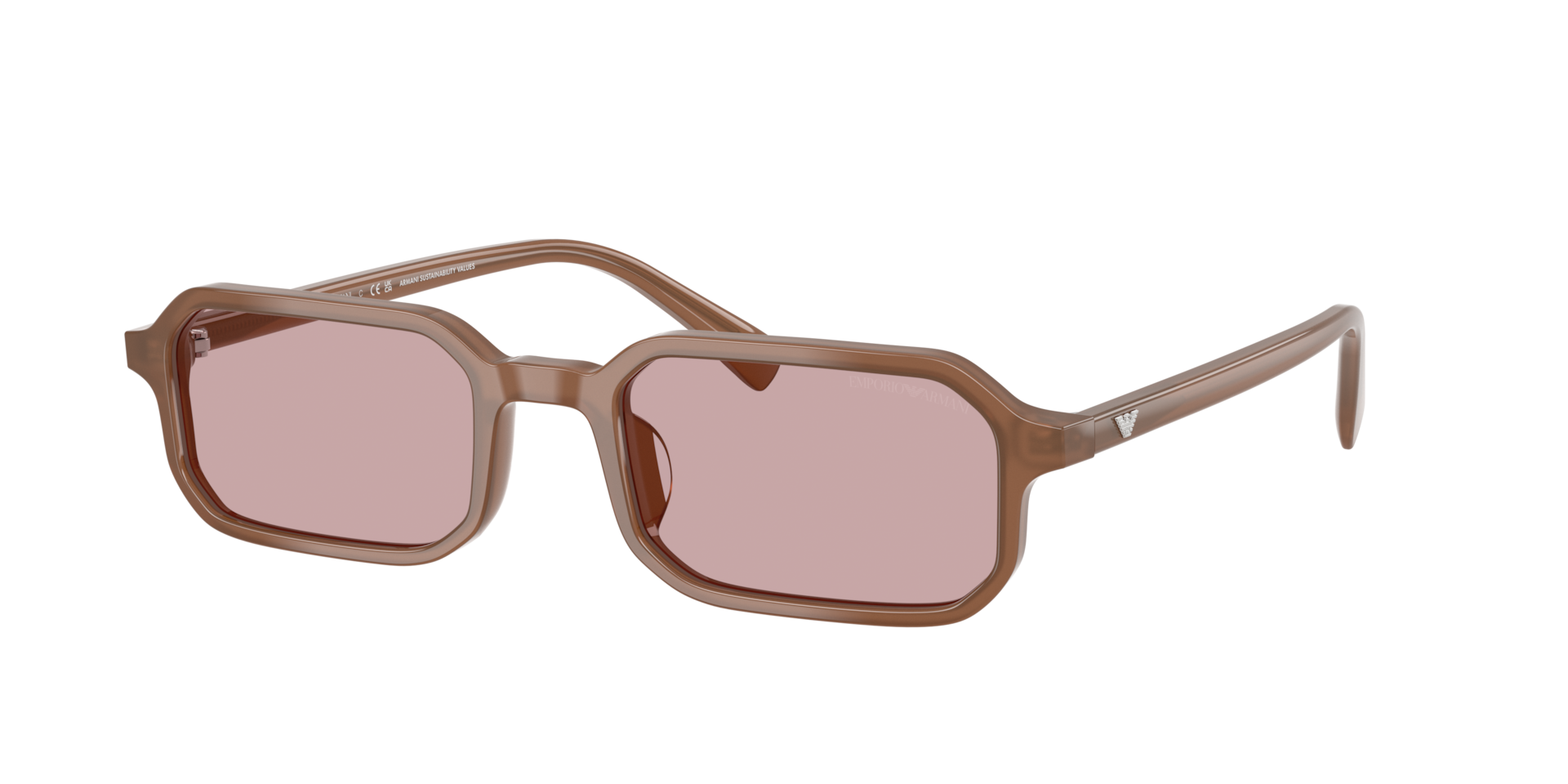 Emporio Armani Man Sunglass EA4253U -  Frame color: Shiny Opaline Light Brown, Lens color: Pink