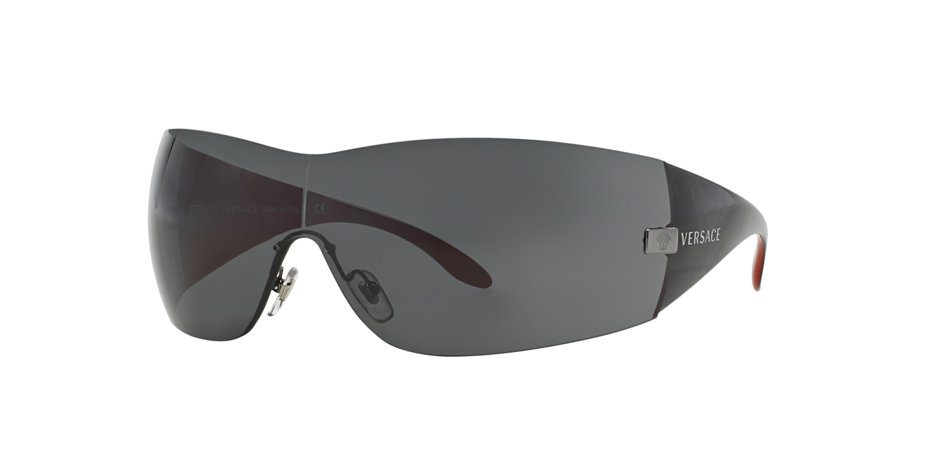Versace Women's Grey Shield Gunmetal Sunglasses - Image 6