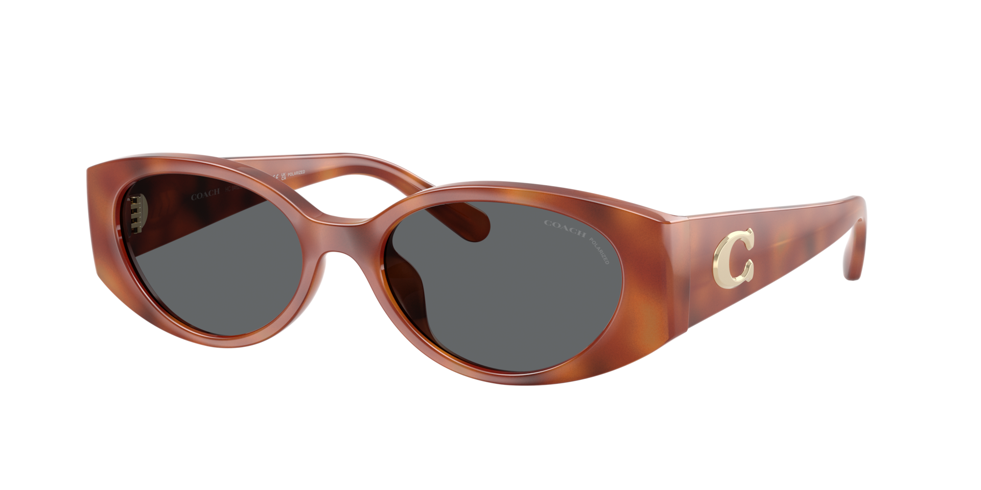 Coach Woman Sunglass CFU06 - Frame color: Caramel Tortoise, Lens color: Grey Solid Polarized