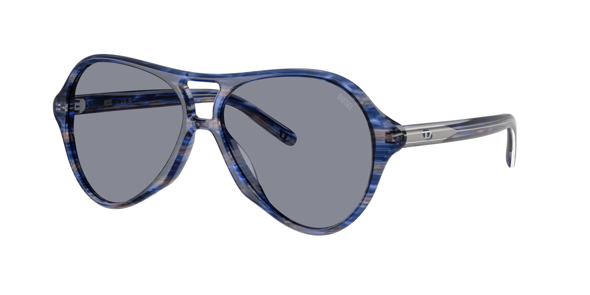 Diesel Unisex Sunglass DL2013U -  Frame color: Striated Blue, Lens color: Grey