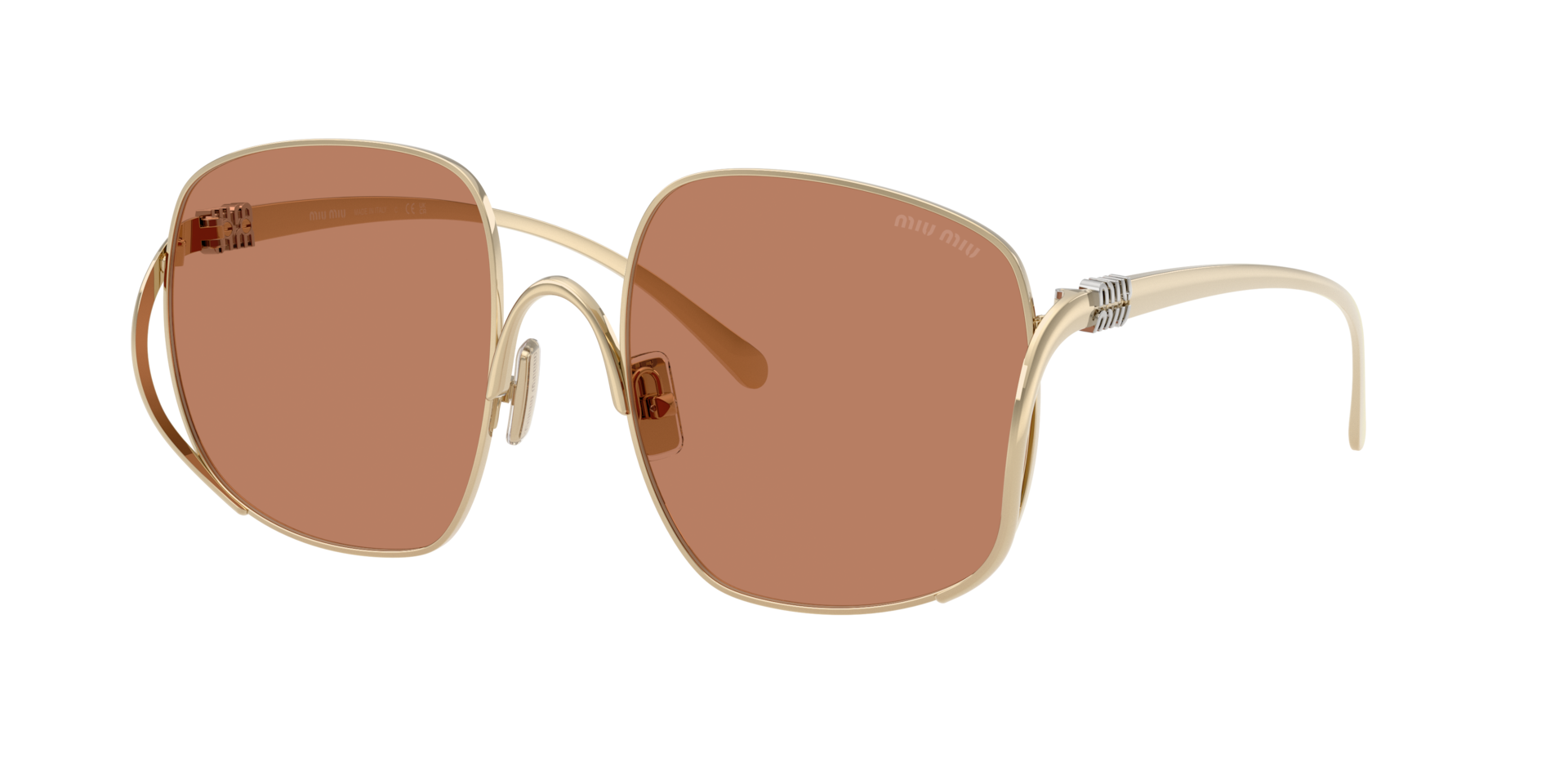 Miu Miu Woman Sunglass MU A57S -  Frame color: Pale Gold, Lens color: Brown
