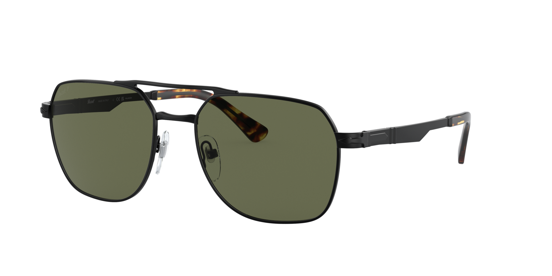 Persol Unisex Sunglass PO1004S - Couleur du Monture Noir semi-brillant Couleur de Lentille Polaris Vert 155 €